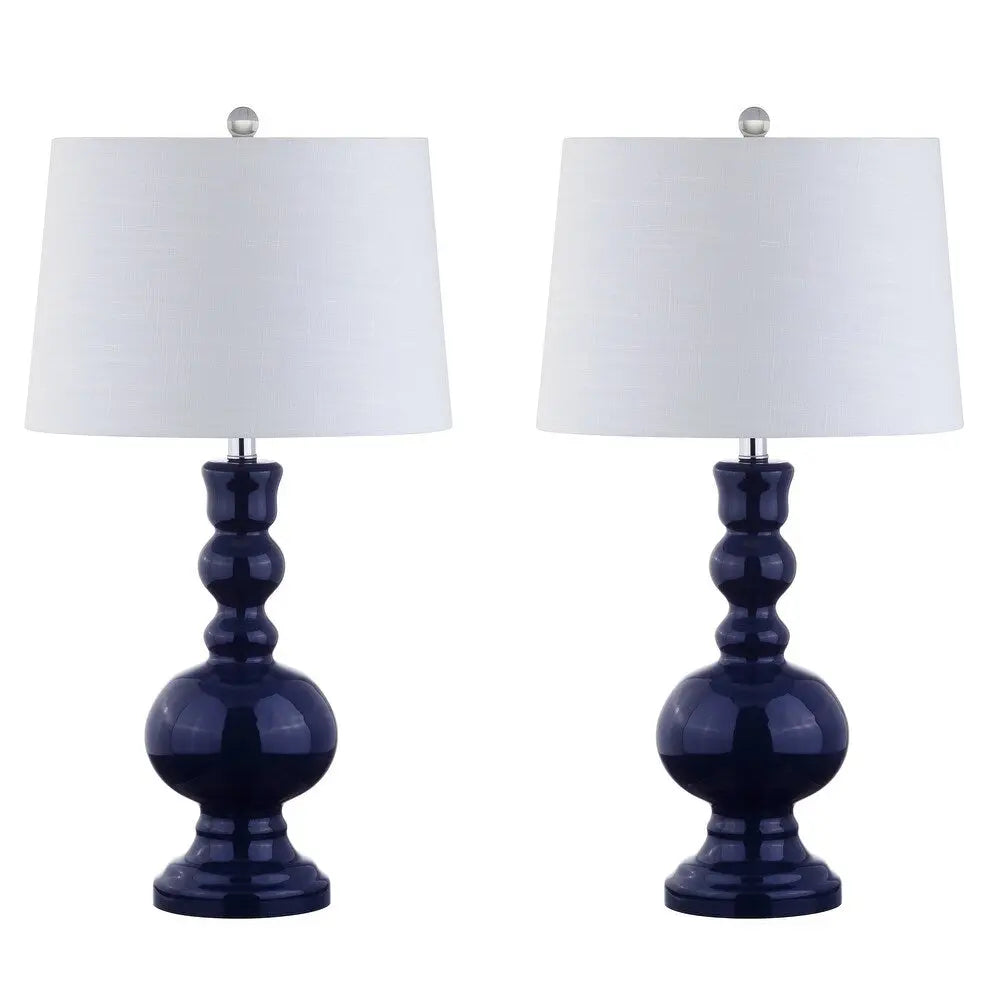 Set of Two 29" Blue Novelty Table Lamps With Drum Shades Homeroots Lighting