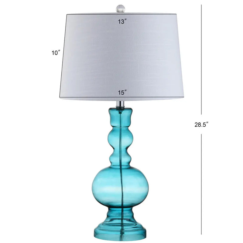 Set of Two 29" Blue Urn Table Lamps With Drum Shades Homeroots Lighting