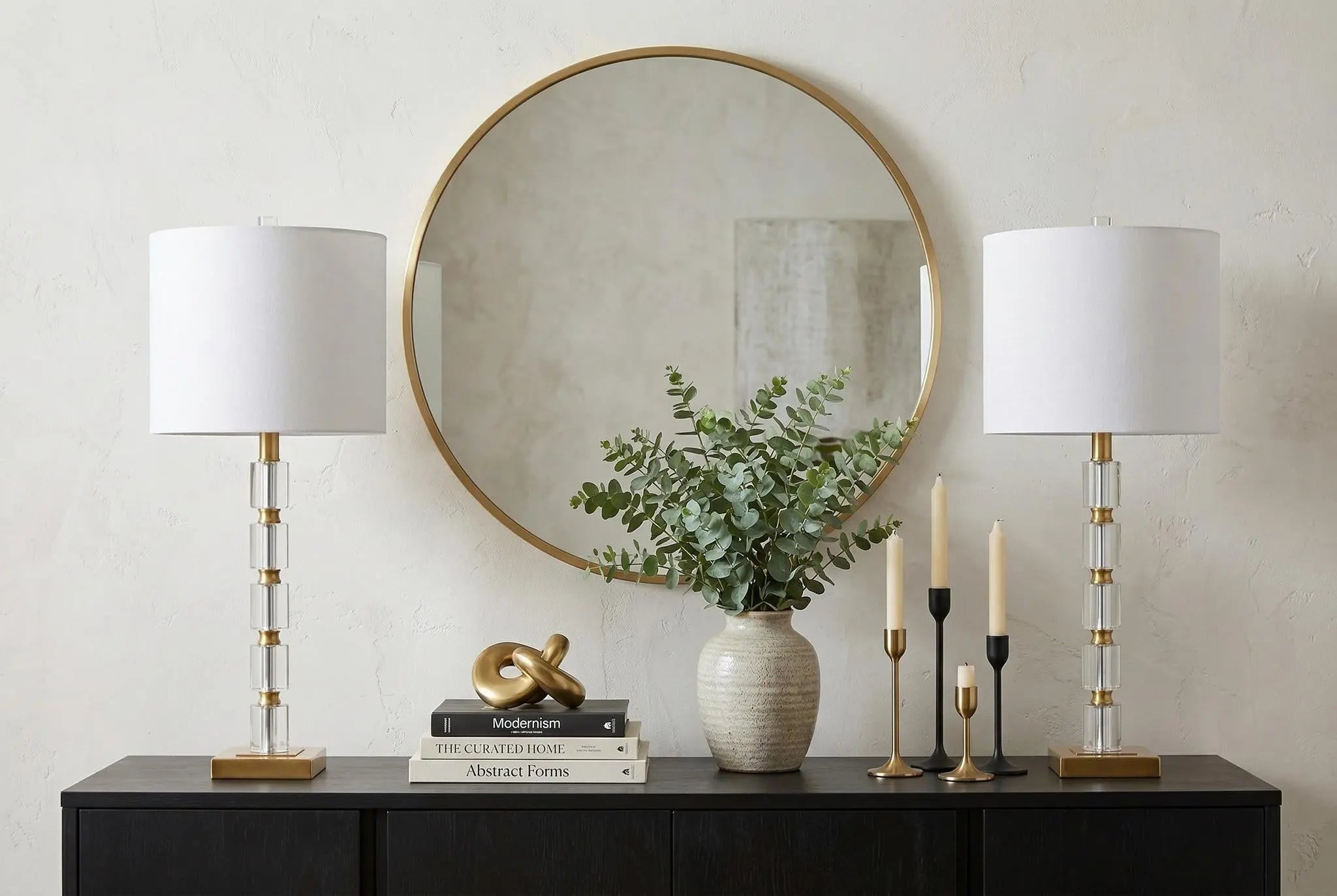 Set of Two 29" Clear And Brass Novelty Table Lamps With Drum Shades Homeroots Lighting
