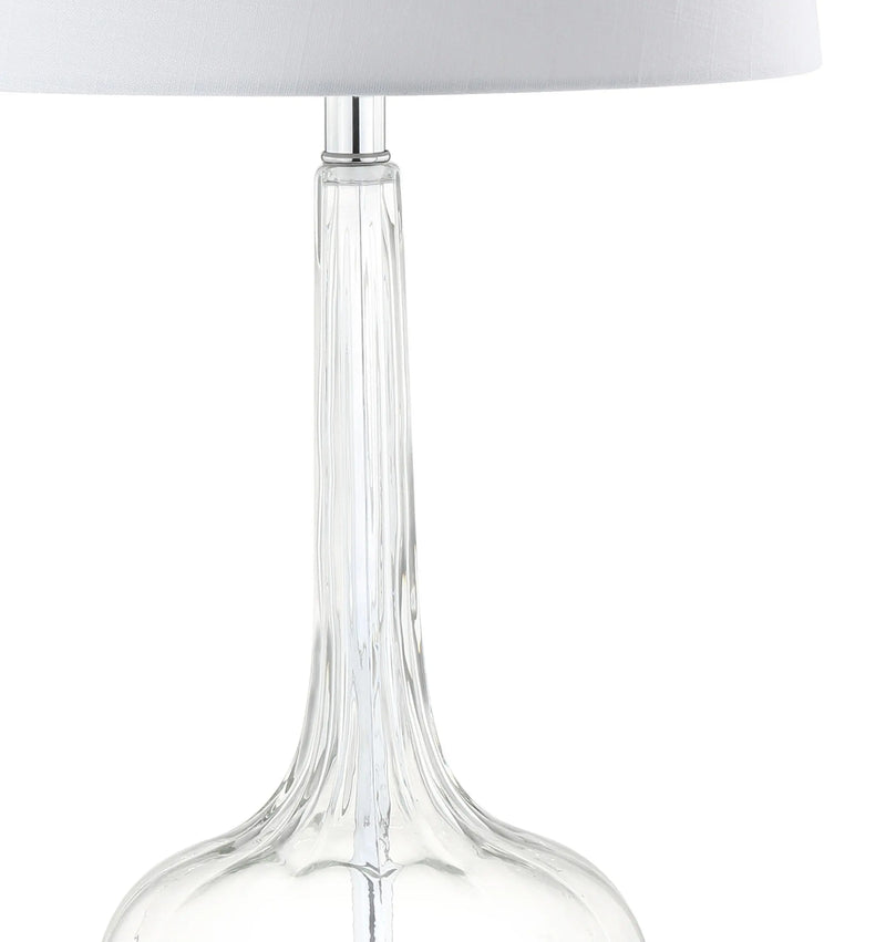 Set of Two 29" Clear Novelty Table Lamps With Drum Shades Homeroots Lighting