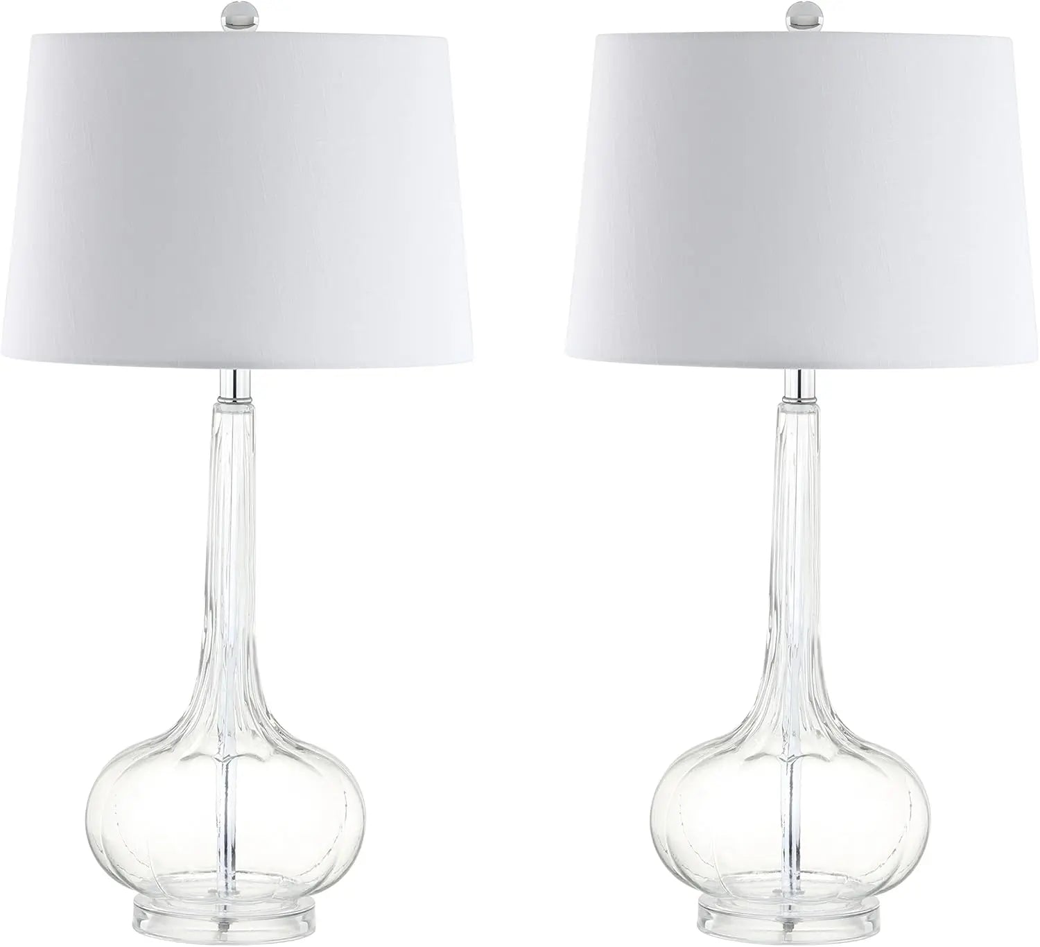 Set of Two 29" Clear Novelty Table Lamps With Drum Shades Homeroots Lighting