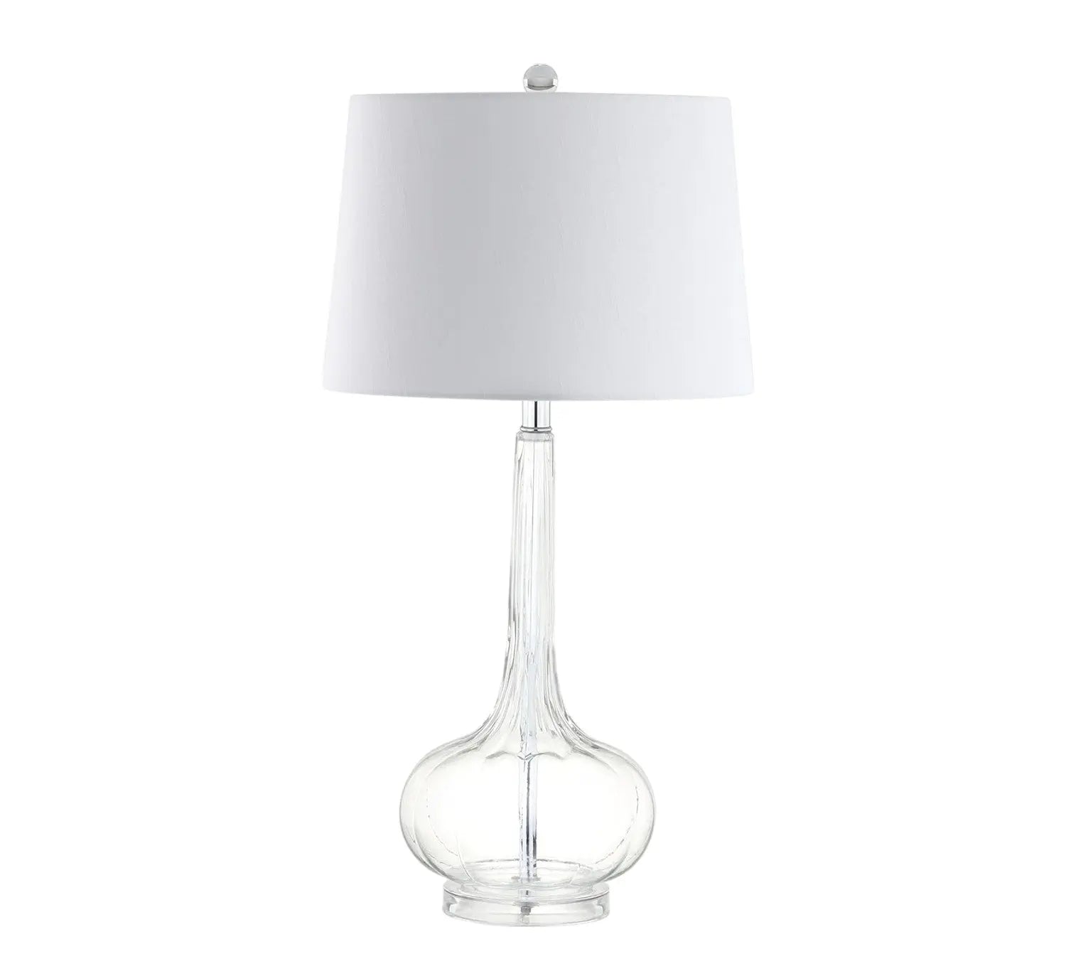 Set of Two 29" Clear Novelty Table Lamps With Drum Shades Homeroots Lighting