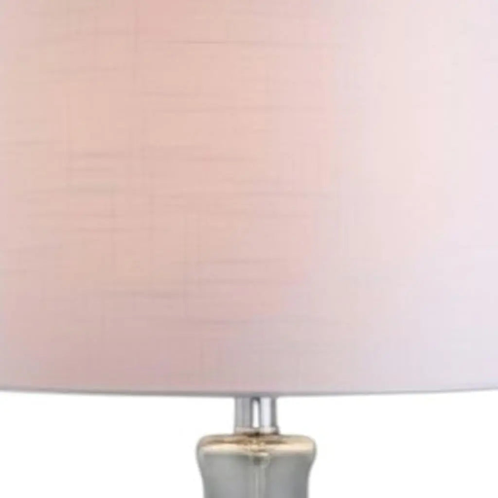 Set of Two 29" Clear Novelty Table Lamps With Drum Shades Homeroots Lighting