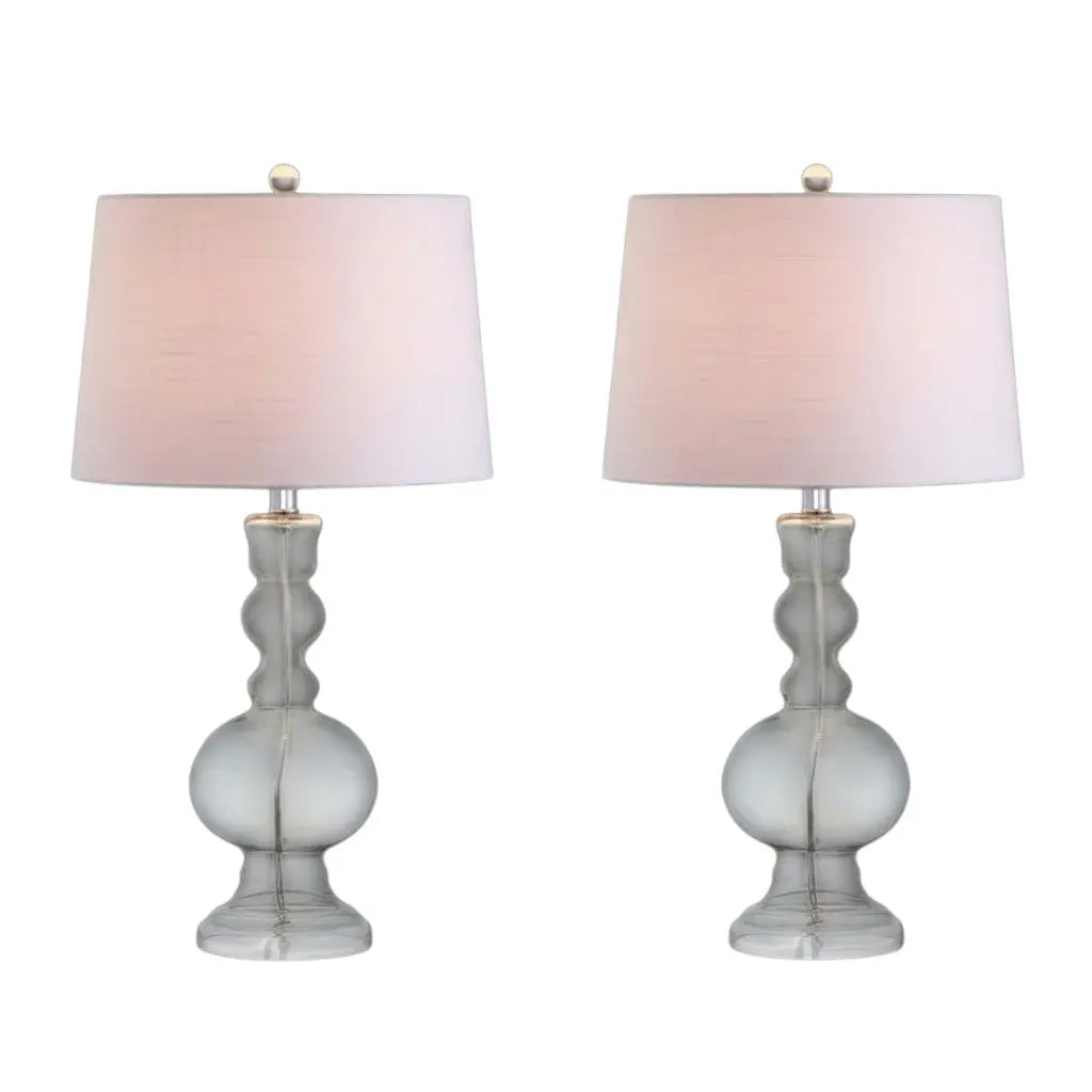 Set of Two 29" Clear Novelty Table Lamps With Drum Shades Homeroots Lighting