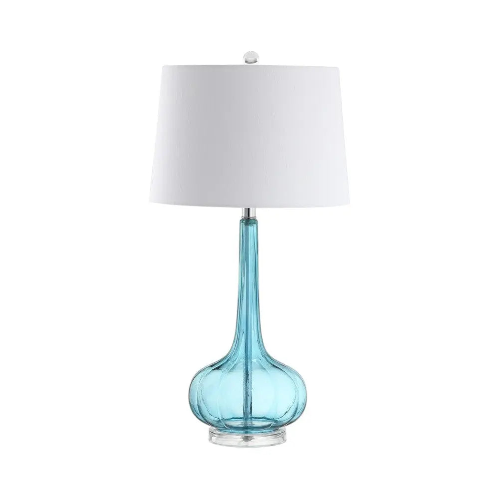Set of Two 29" Clear Novelty Table Lamps With Drum Shades Homeroots Lighting
