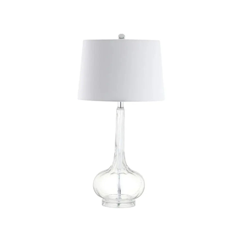 Set of Two 29" Clear Novelty Table Lamps With Drum Shades Homeroots Lighting