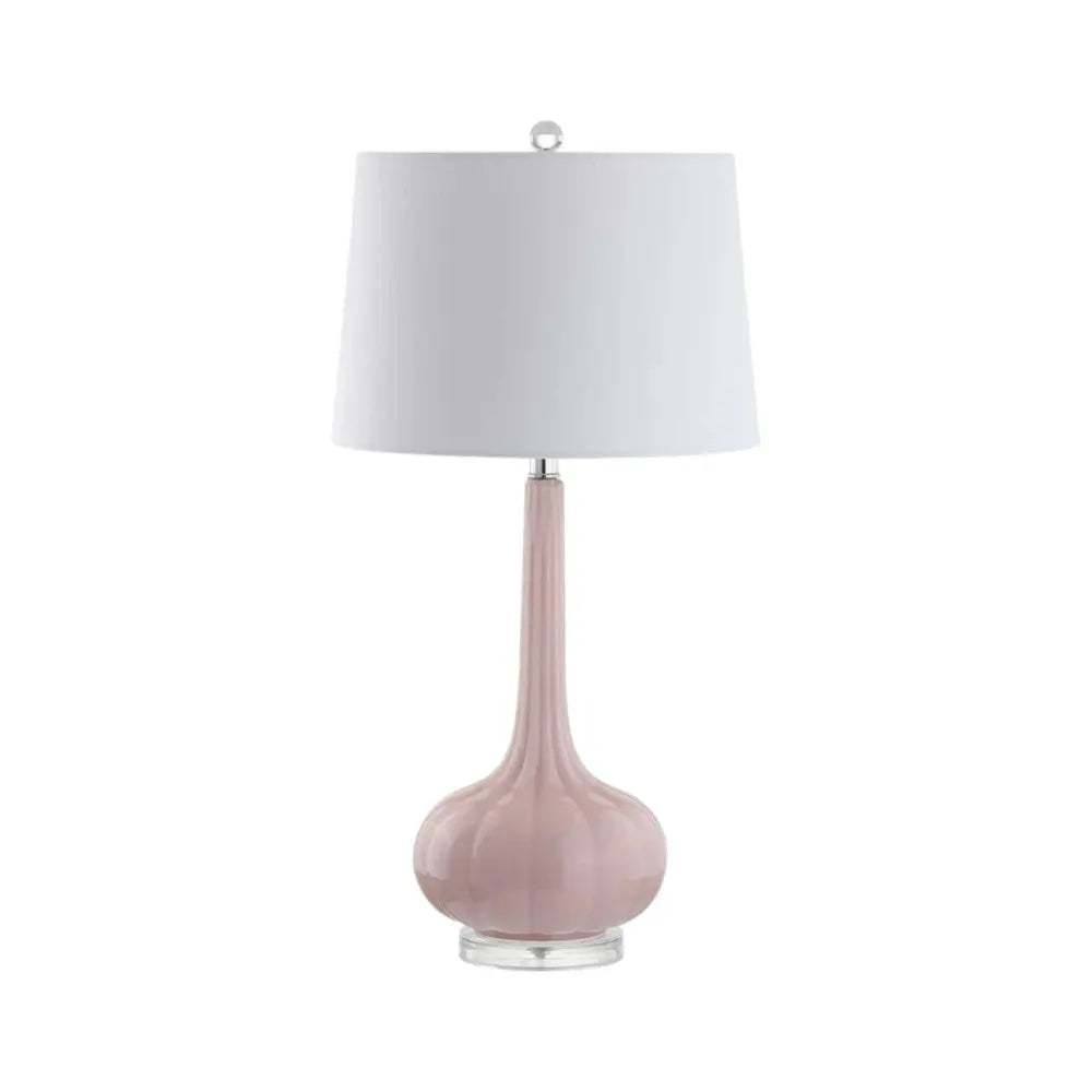 Set of Two 29" Clear Novelty Table Lamps With Drum Shades Homeroots Lighting