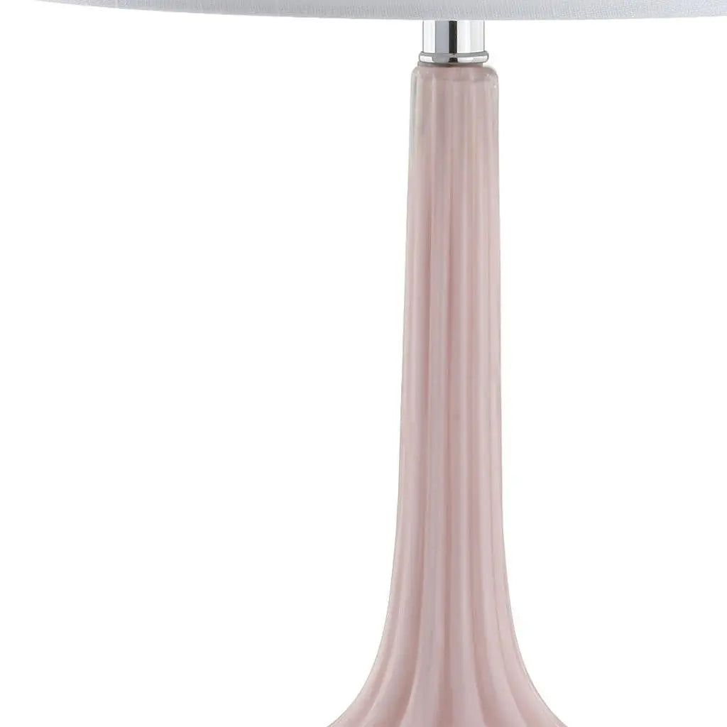 Set of Two 29" Clear Novelty Table Lamps With Drum Shades Homeroots Lighting
