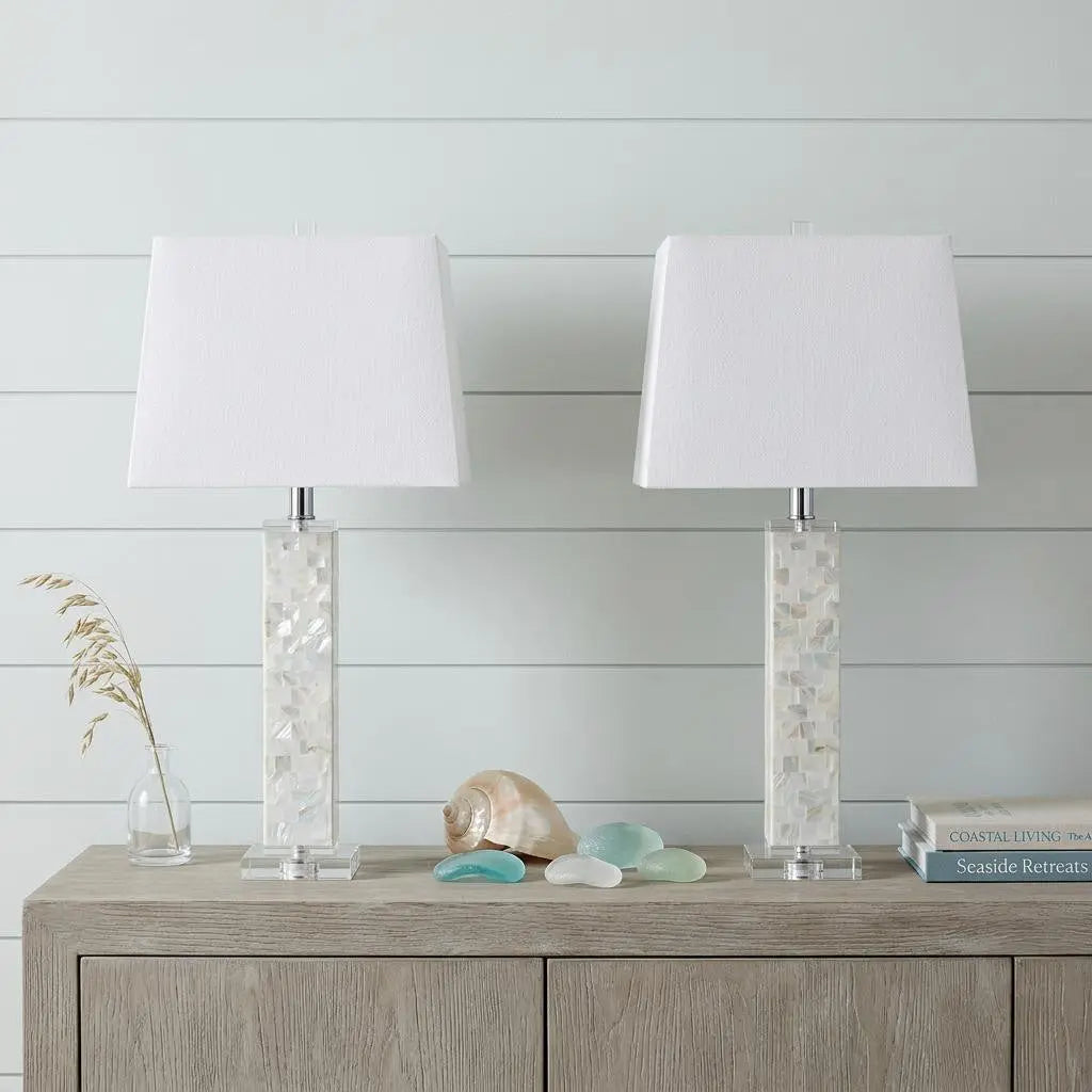 Set of Two 29" Clear Novelty Table Lamps With Shades Homeroots Lighting