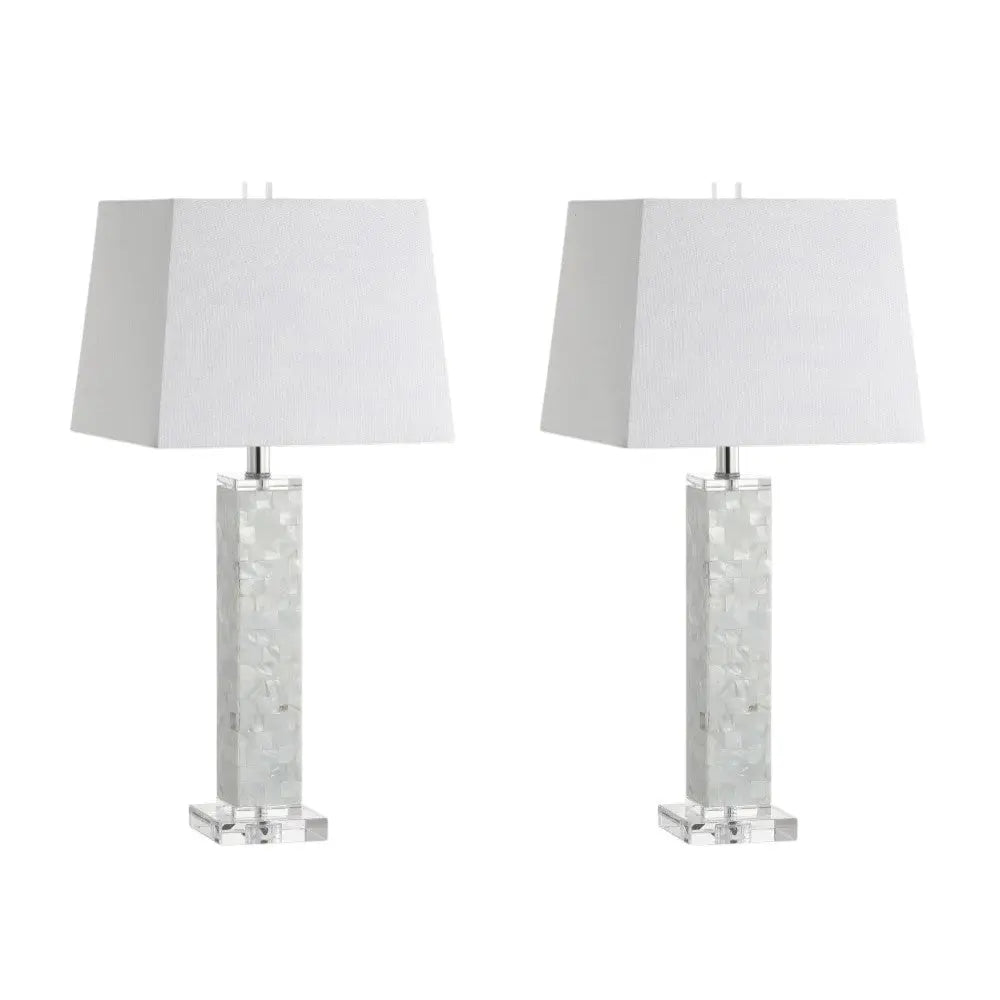 Set of Two 29" Clear Novelty Table Lamps With Shades Homeroots Lighting