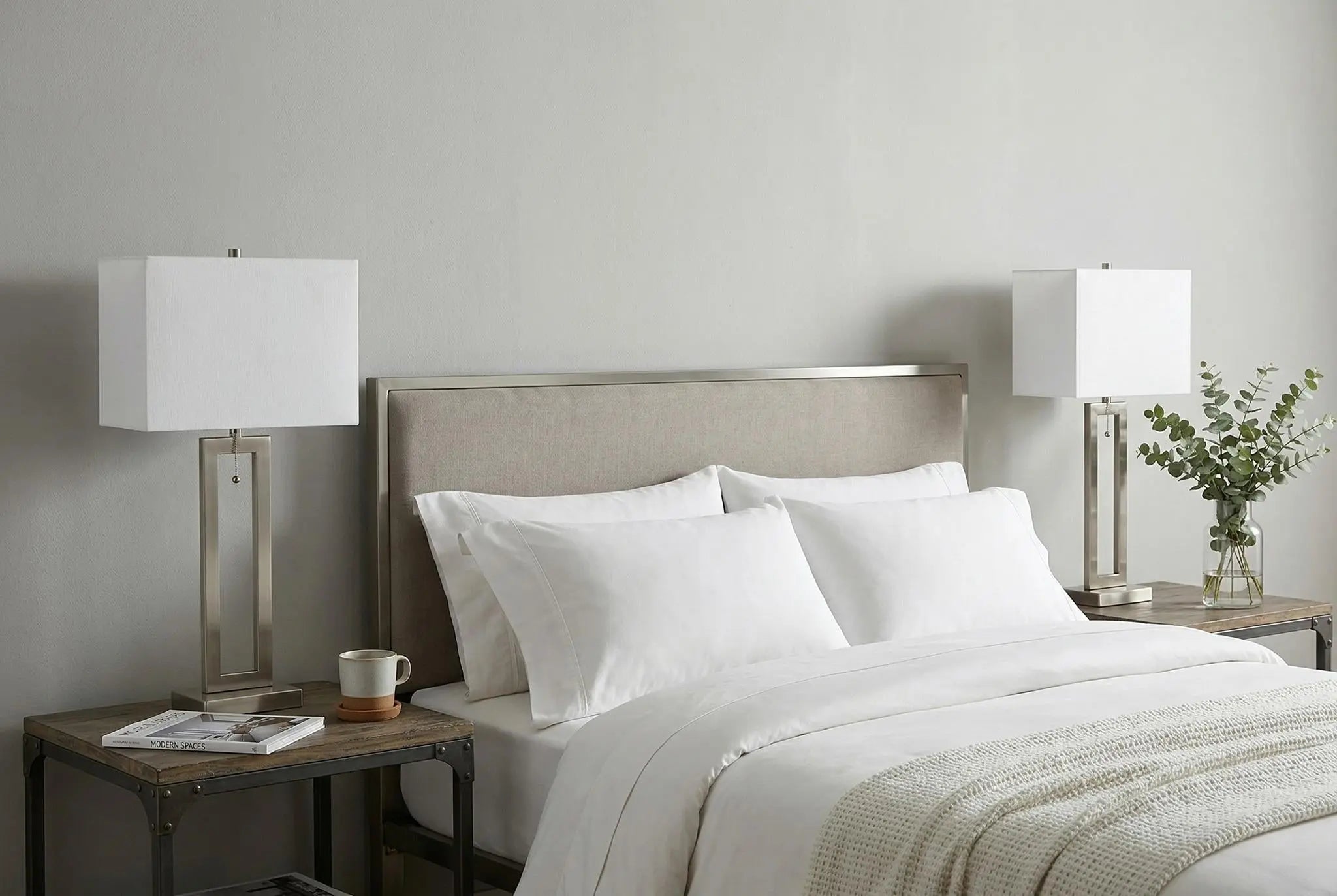 Set of Two 29" Nickel Table Lamps With Shades Homeroots Lighting