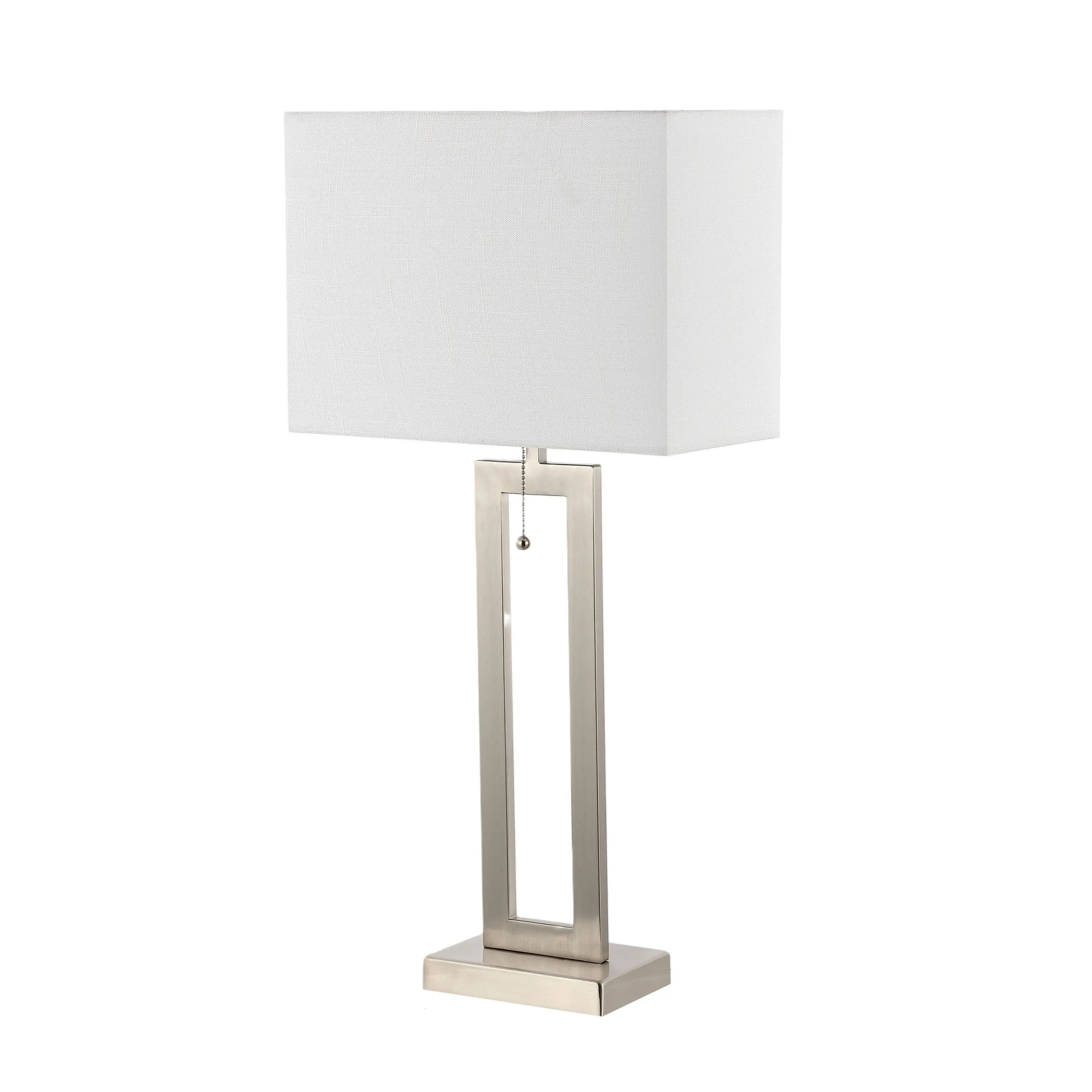 Set of Two 29" Nickel Table Lamps With Shades Homeroots Lighting