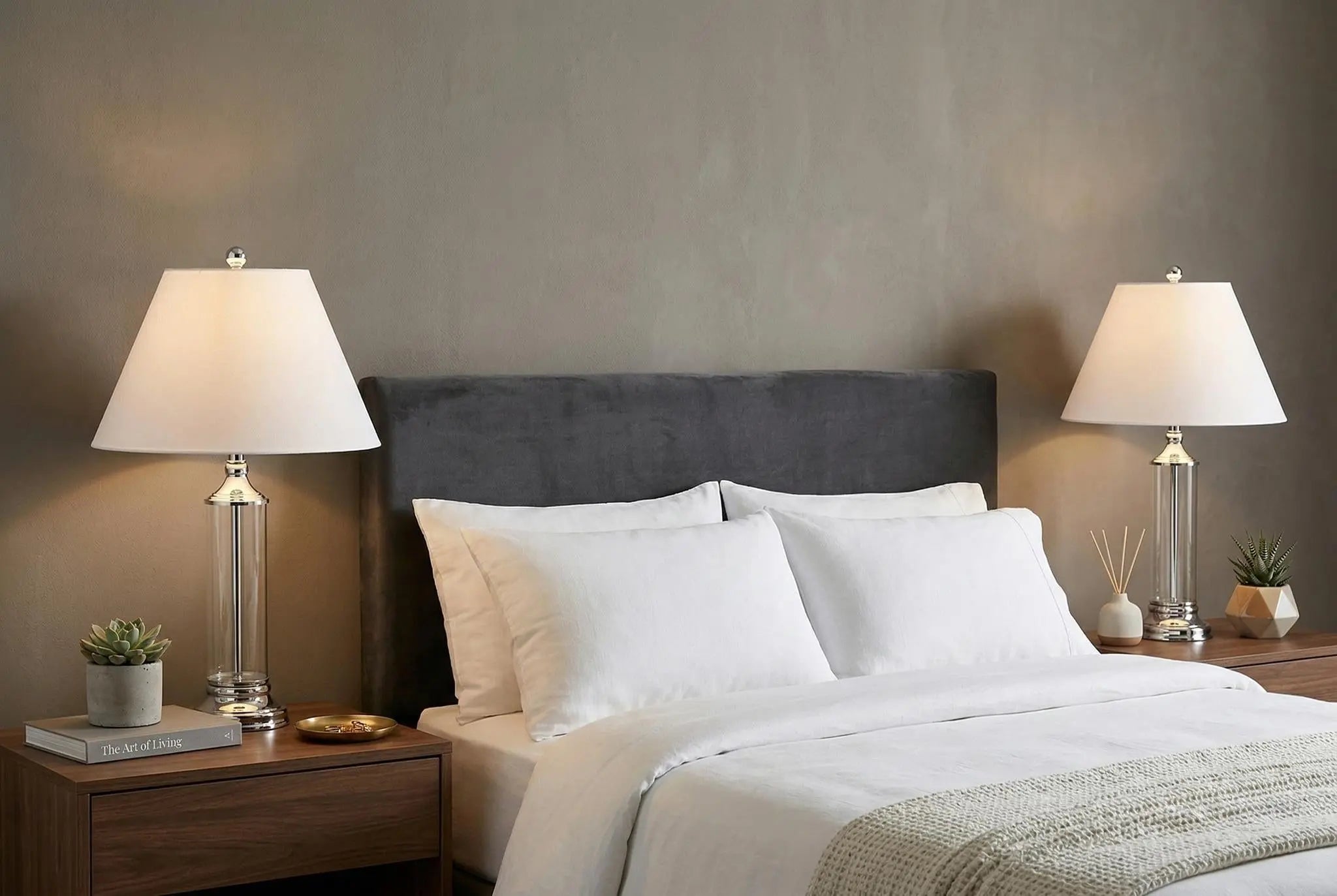 Set of Two 29" Silver Novelty Table Lamps With Empire Shades Homeroots Lighting