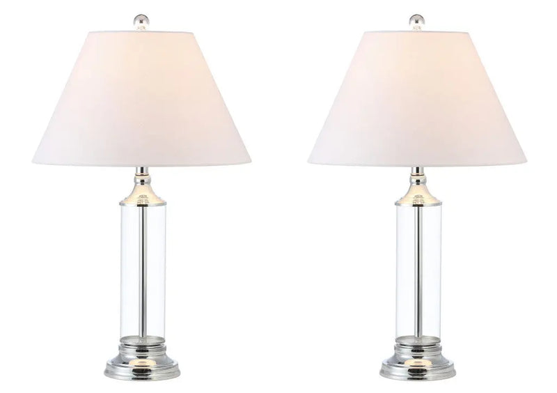 Set of Two 29" Silver Novelty Table Lamps With Empire Shades Homeroots Lighting