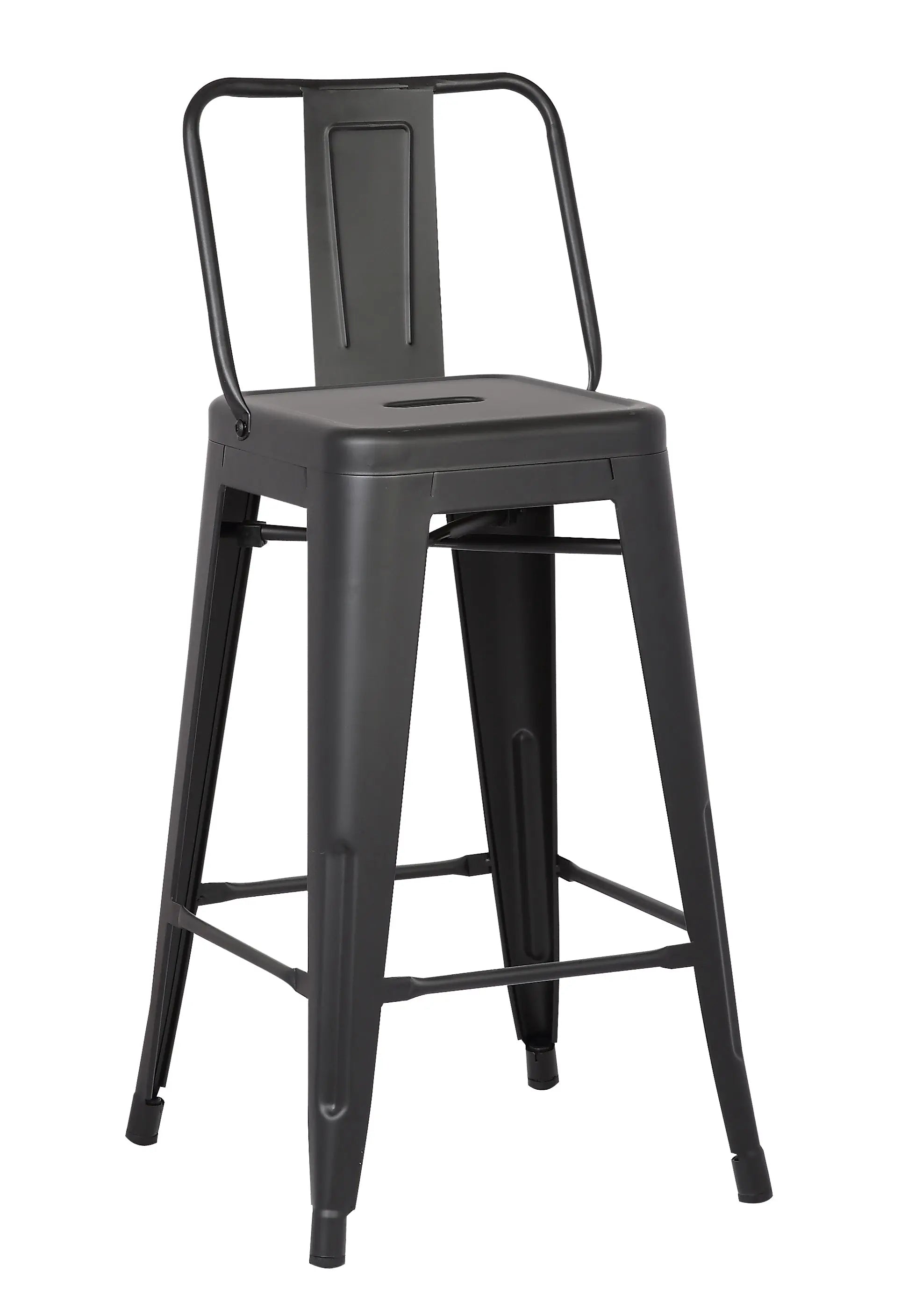 Set of Two 30 " Black Iron Low Back Bar Height Bar Chairs Homeroots Living Room