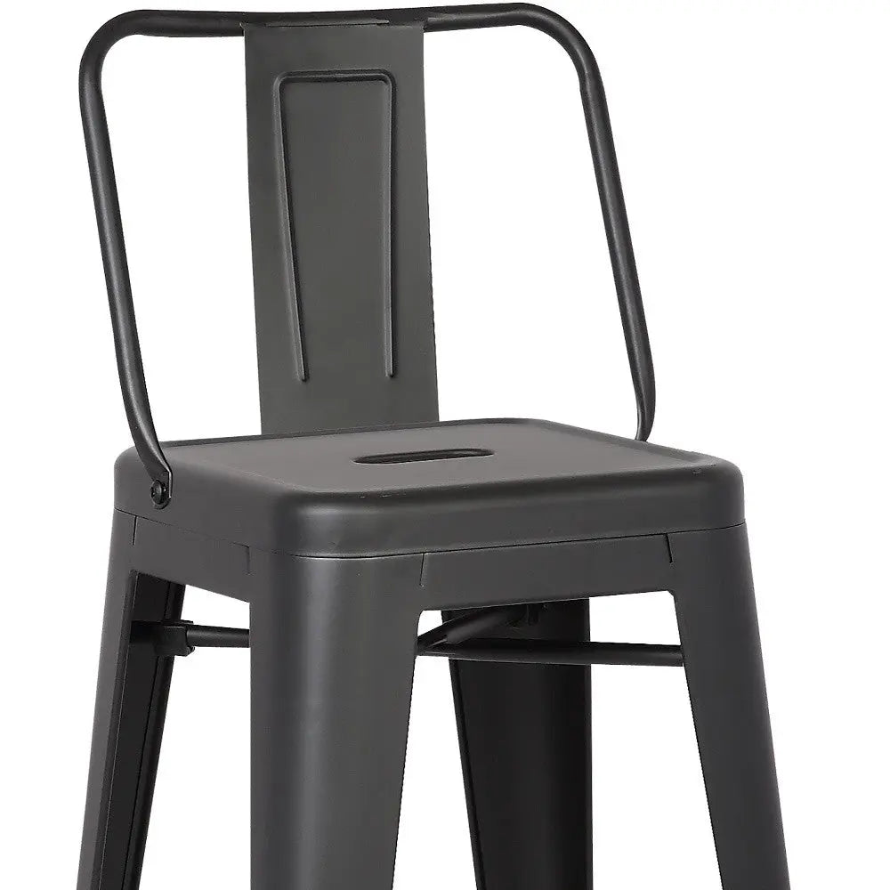 Set of Two 30 " Black Iron Low Back Bar Height Bar Chairs Homeroots Living Room