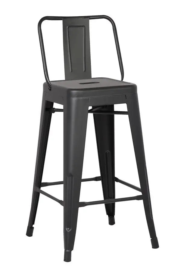 Set of Two 30 " Black Iron Low Back Bar Height Bar Chairs Homeroots Living Room