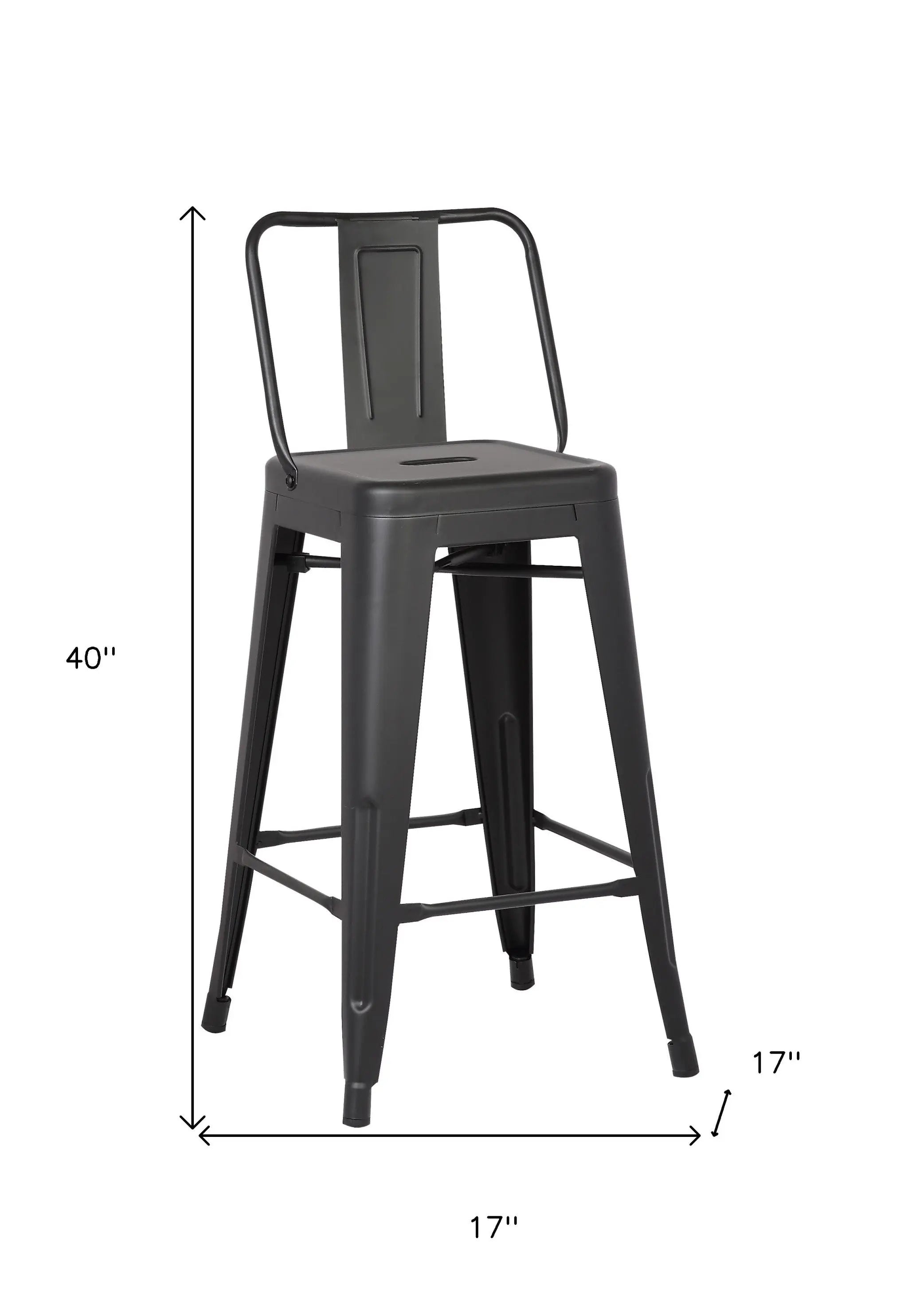 Set of Two 30 " Black Iron Low Back Bar Height Bar Chairs Homeroots Living Room
