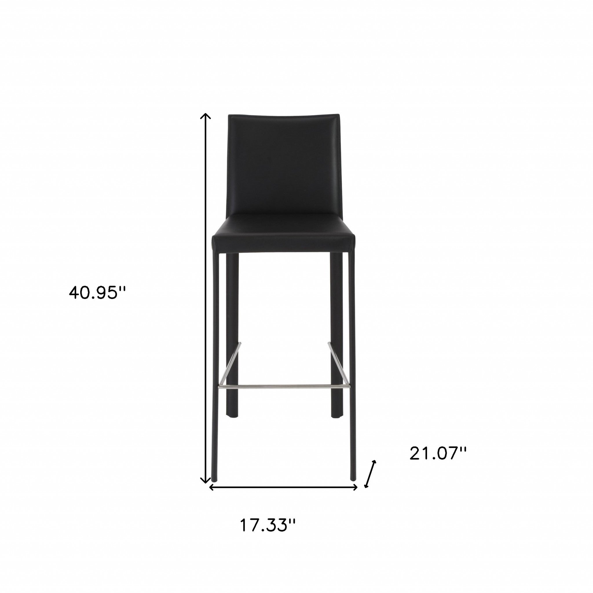 Set of Two 30" Black Faux Leather and Steel Bar Height Bar Chairs Homeroots Living Room