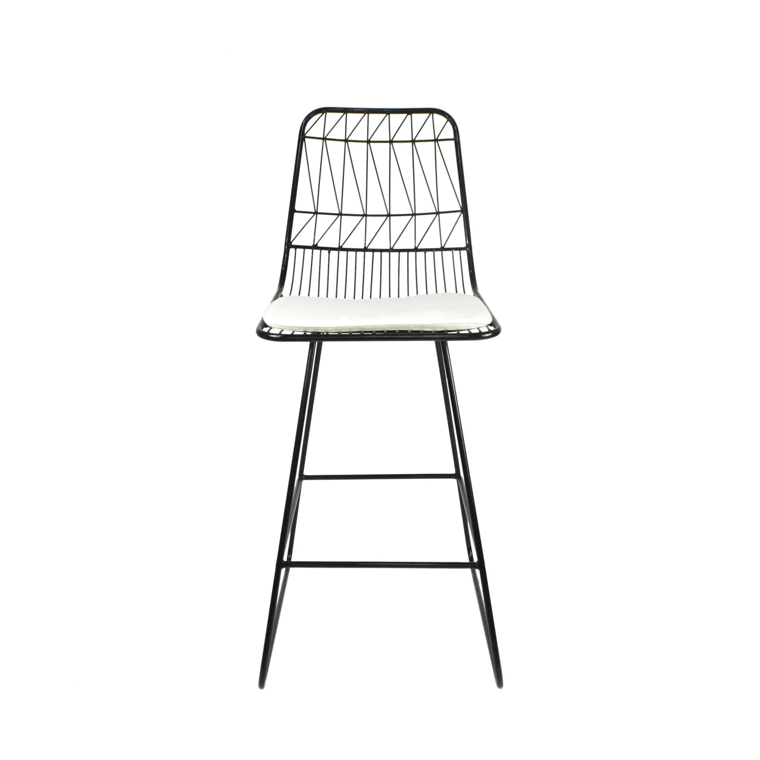 Set of Two 30" Black Iron Outdoor Bar Height Chairs Homeroots Outdoor
