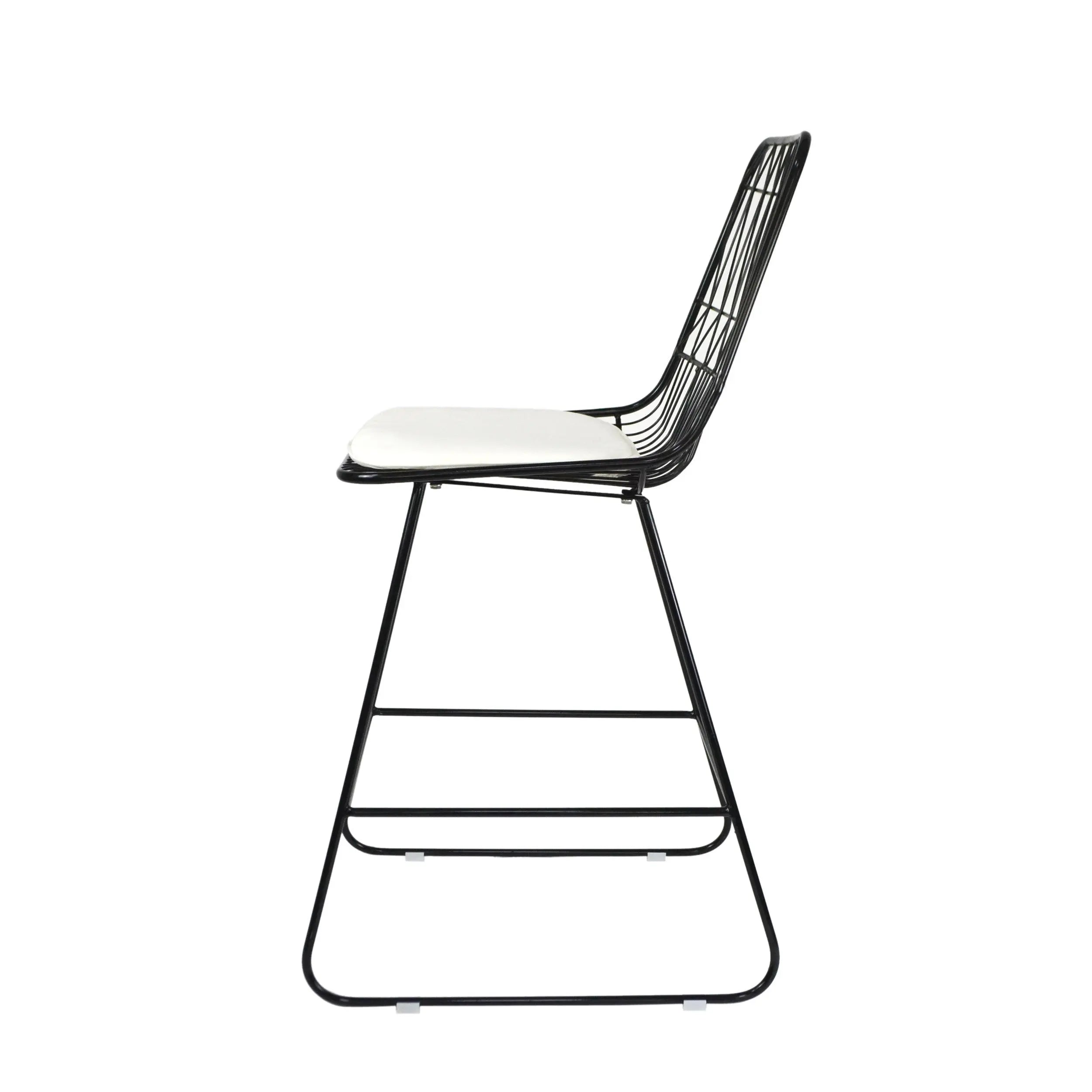 Set of Two 30" Black Iron Outdoor Bar Height Chairs Homeroots Outdoor
