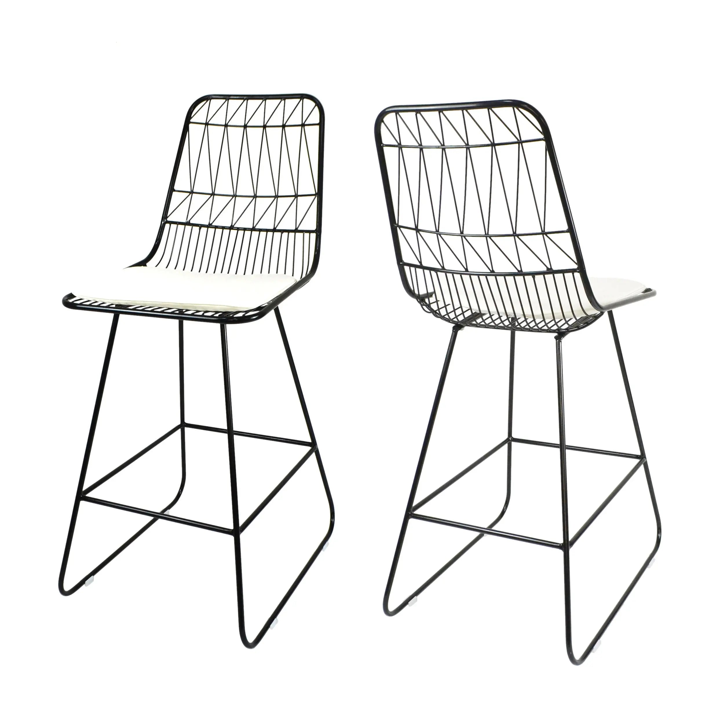 Set of Two 30" Black Iron Outdoor Bar Height Chairs Homeroots Outdoor