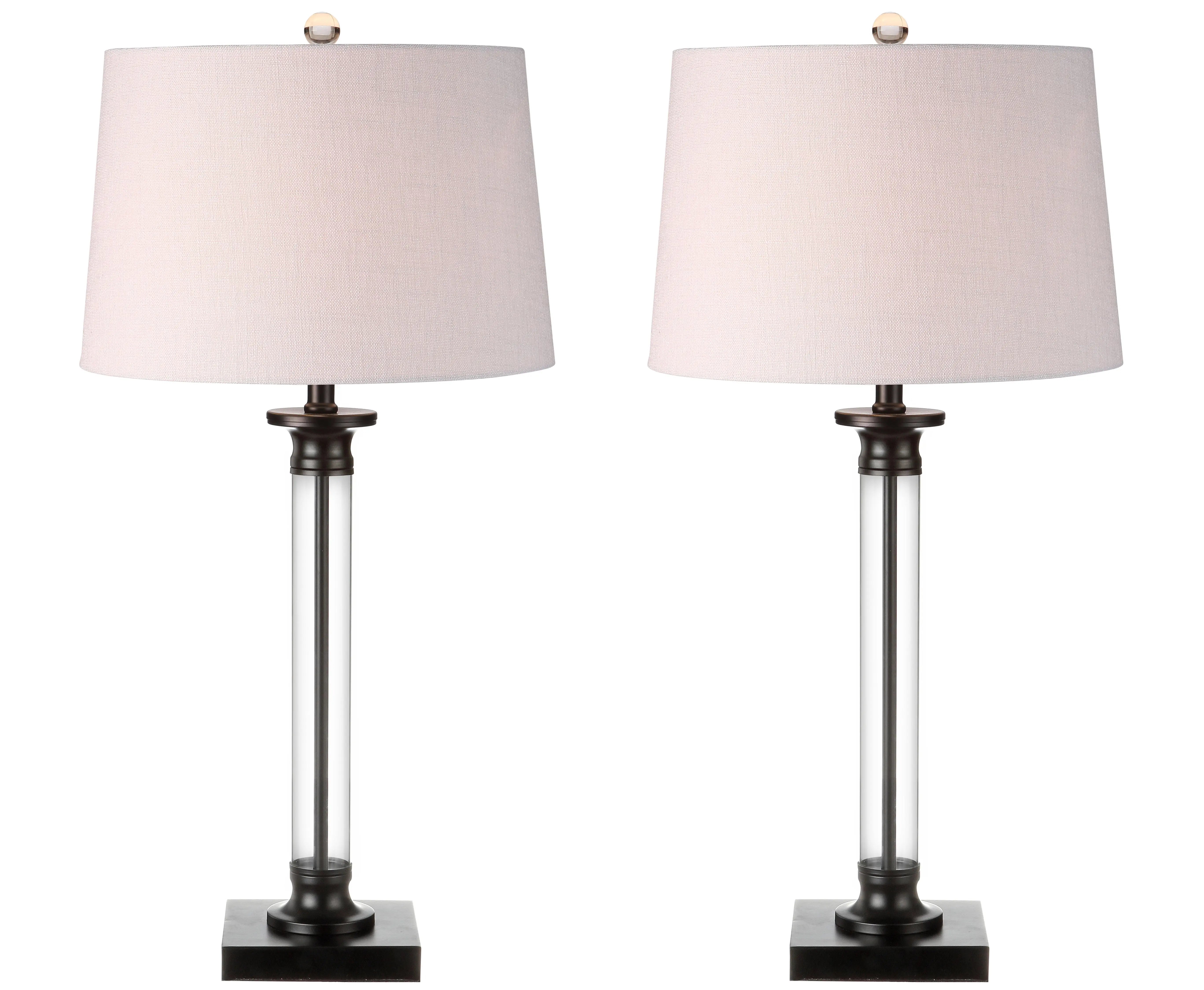 Set of Two 30" Black Table Lamps With Drum Shades Homeroots Lighting