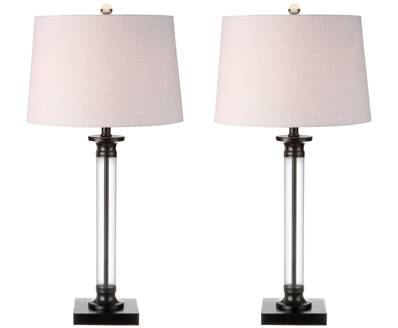 Set of Two 30" Black Table Lamps With Drum Shades Homeroots Lighting