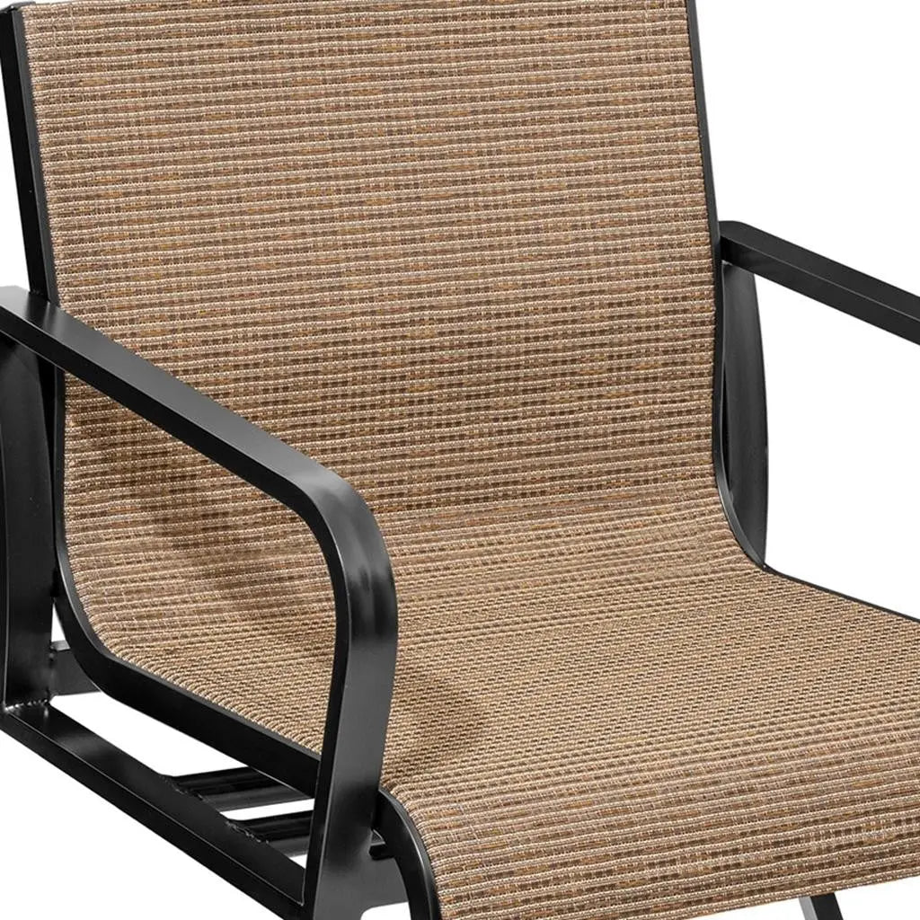 Set of Two 30" Black and Brown Aluminum Swivel Outdoor Bar Height Chairs Homeroots Outdoor
