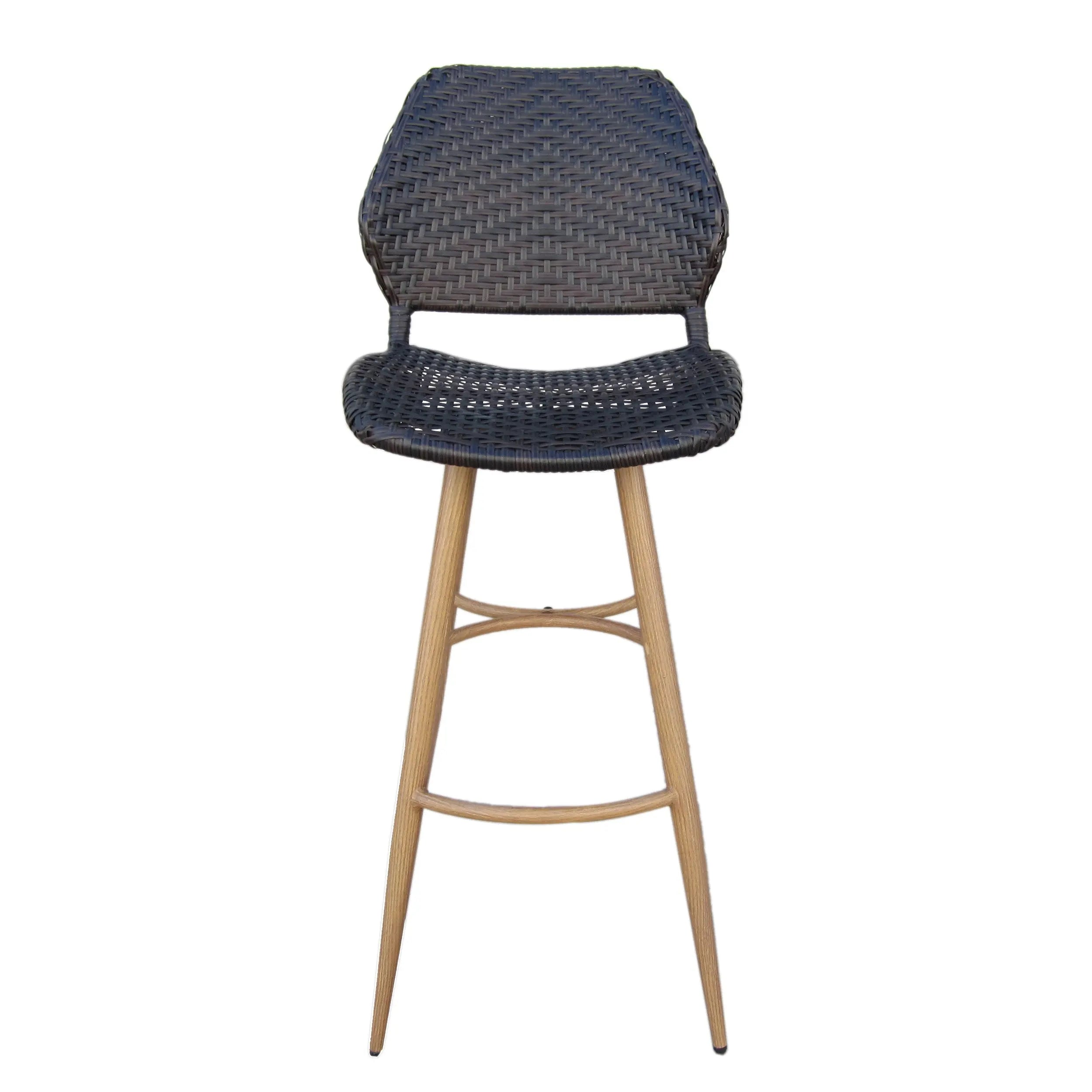 Set of Two 30" Brown Iron Outdoor Bar Height Chairs Homeroots Outdoor