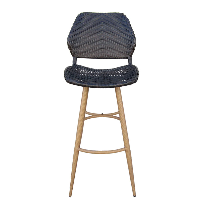 Set of Two 30" Brown Iron Outdoor Bar Height Chairs Homeroots Outdoor