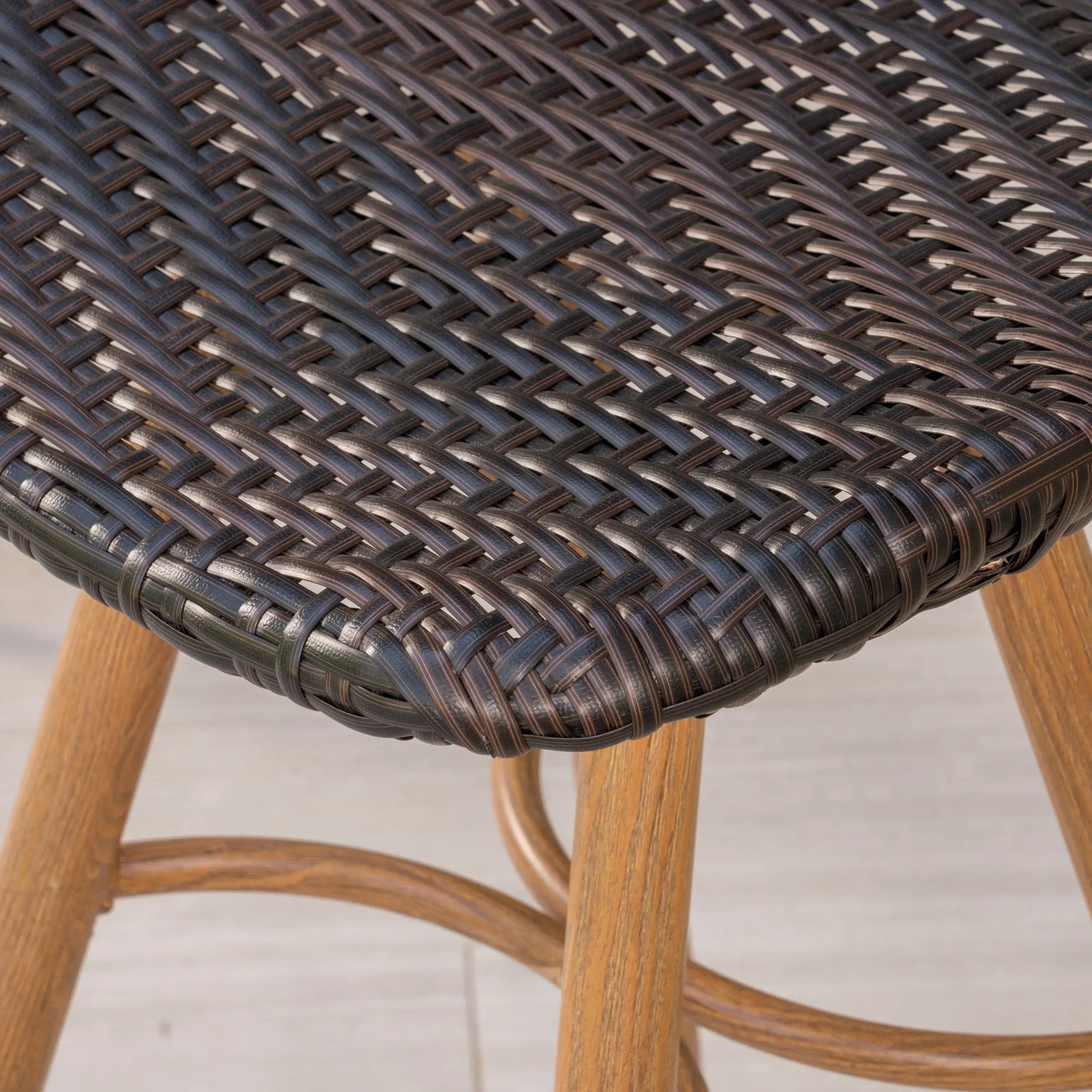 Set of Two 30" Brown Iron Outdoor Bar Height Chairs Homeroots Outdoor