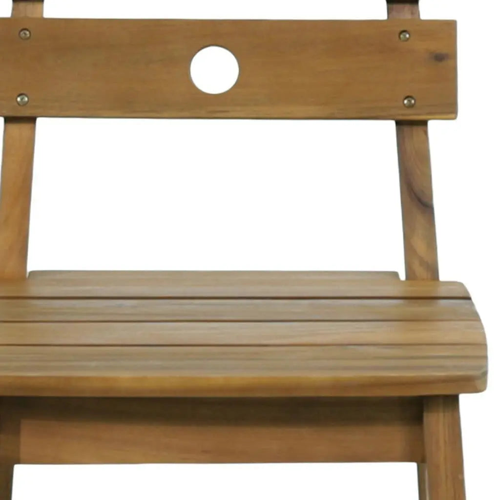 Set of Two 30" Brown Solid Wood Outdoor Bar Height Chairs Homeroots Outdoor