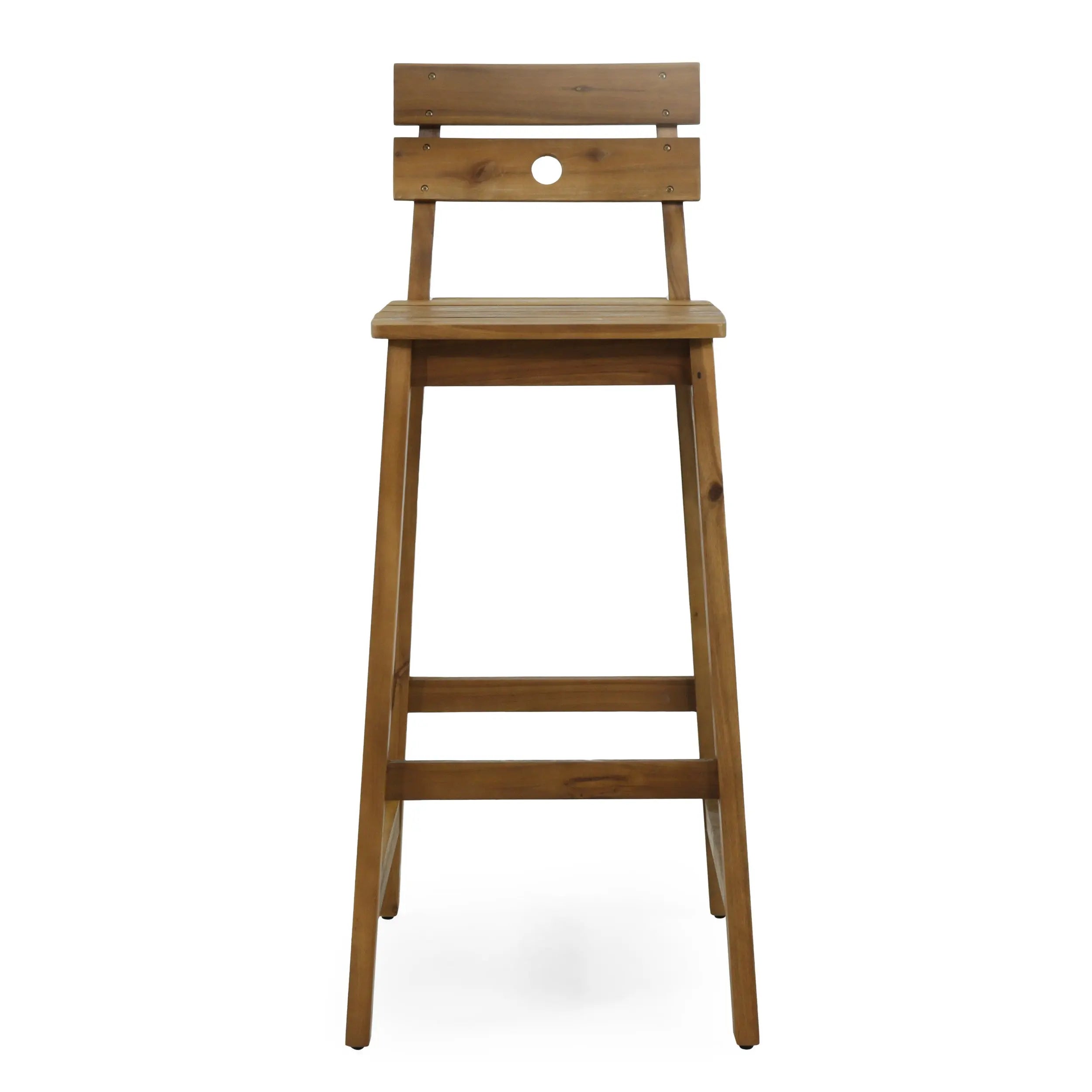 Set of Two 30" Brown Solid Wood Outdoor Bar Height Chairs Homeroots Outdoor