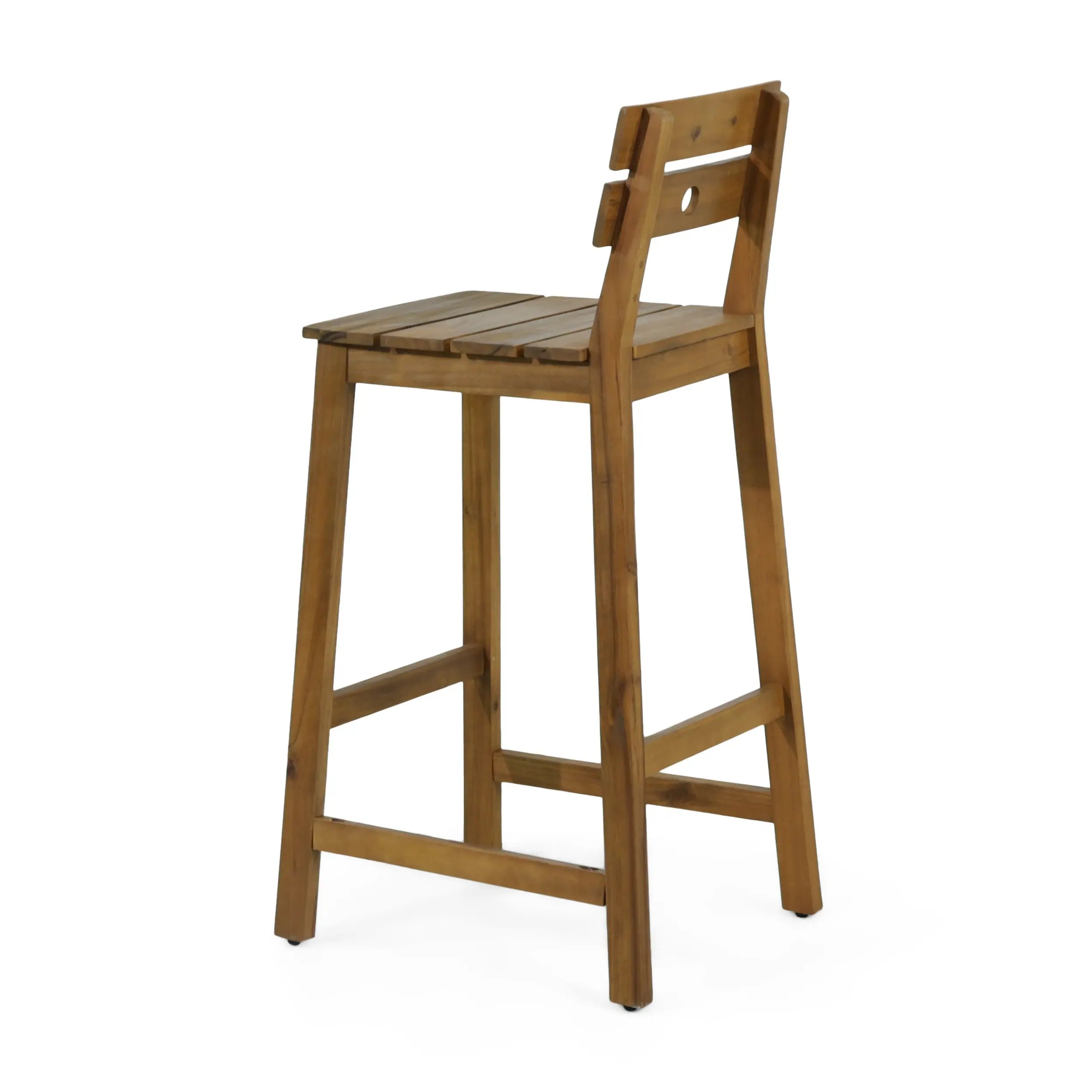 Set of Two 30" Brown Solid Wood Outdoor Bar Height Chairs Homeroots Outdoor