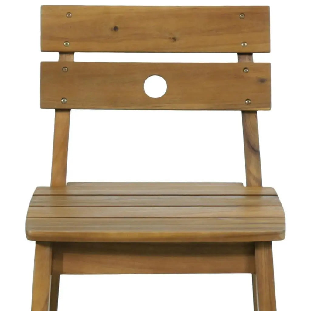 Set of Two 30" Brown Solid Wood Outdoor Bar Height Chairs Homeroots Outdoor