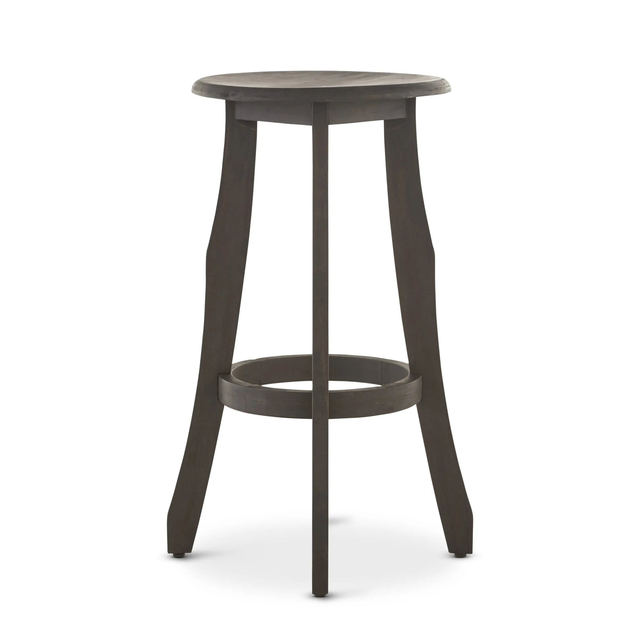 Set of Two 30" Dark Gray Solid Wood Backless Outdoor Bar Height Chairs Homeroots Outdoor