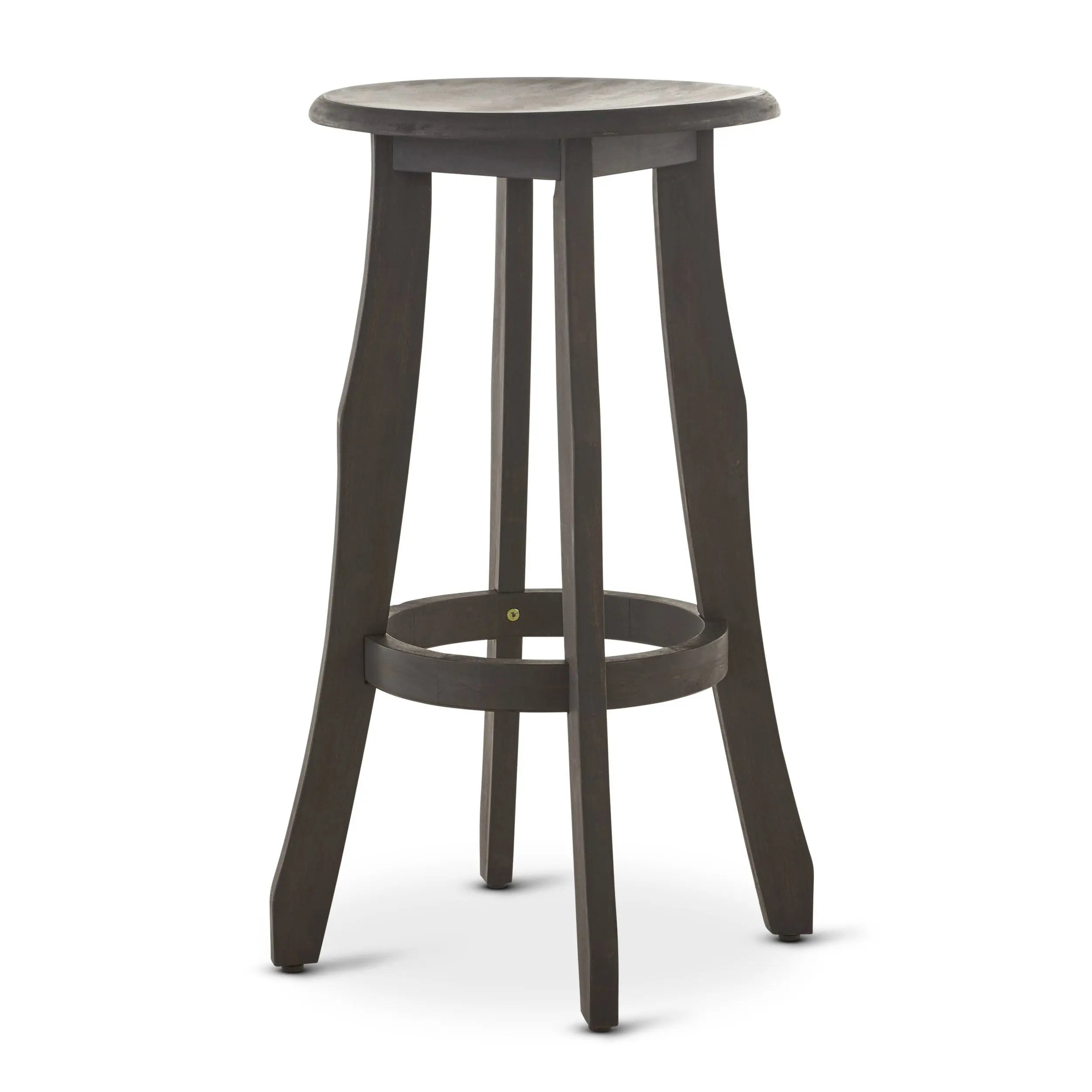 Set of Two 30" Dark Gray Solid Wood Backless Outdoor Bar Height Chairs Homeroots Outdoor
