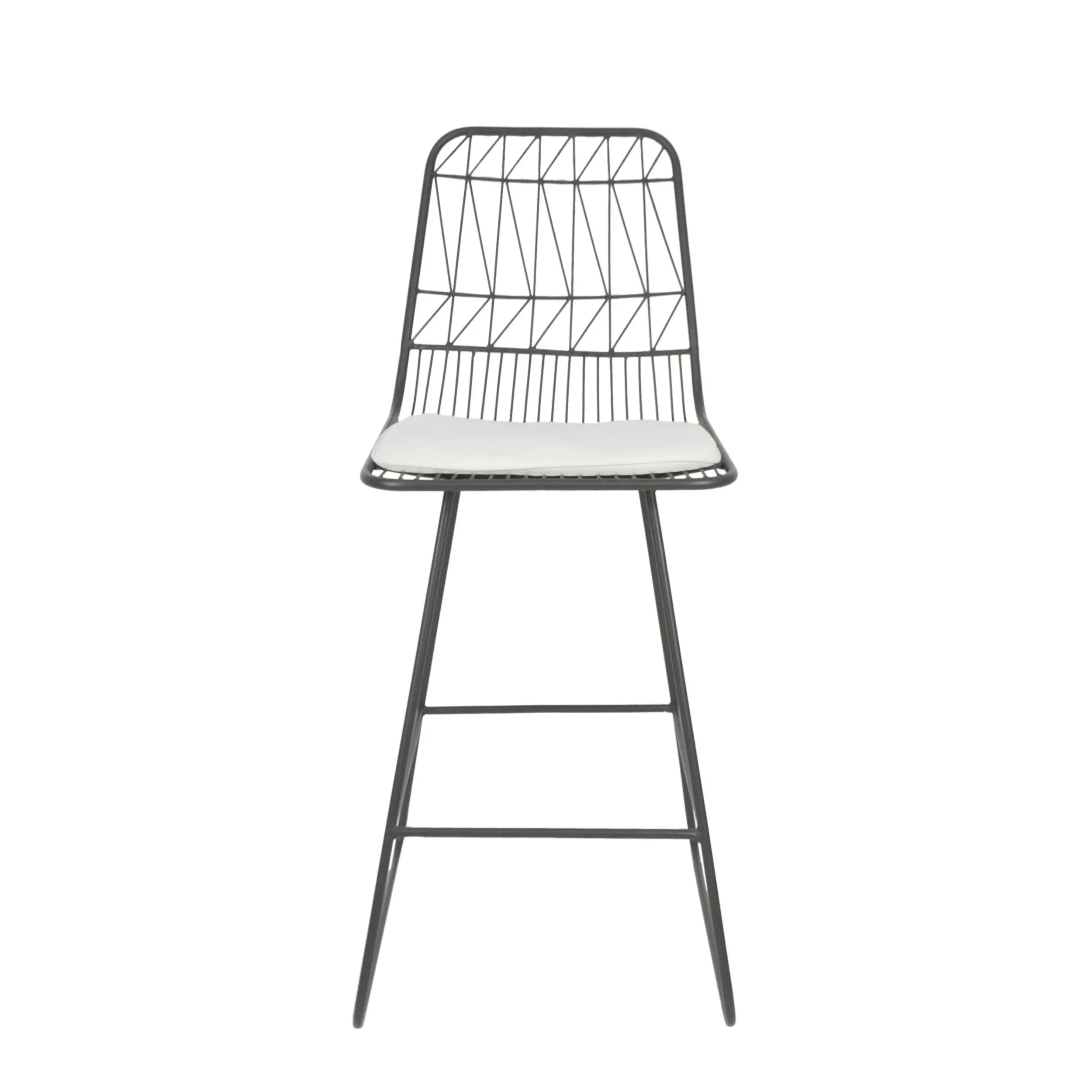 Set of Two 30" Gray Iron Outdoor Bar Height Chairs Homeroots Outdoor