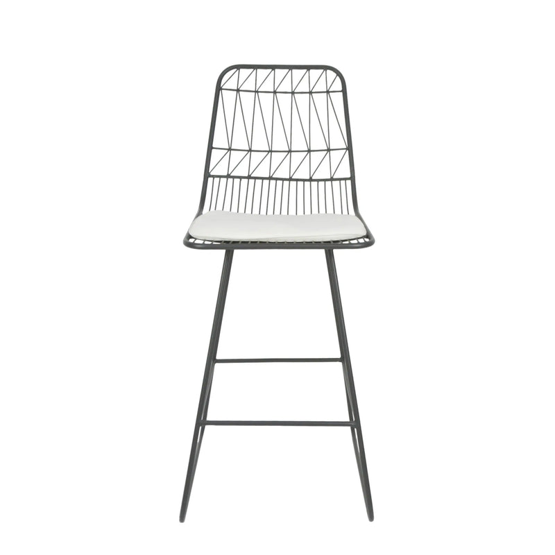Set of Two 30" Gray Iron Outdoor Bar Height Chairs Homeroots Outdoor