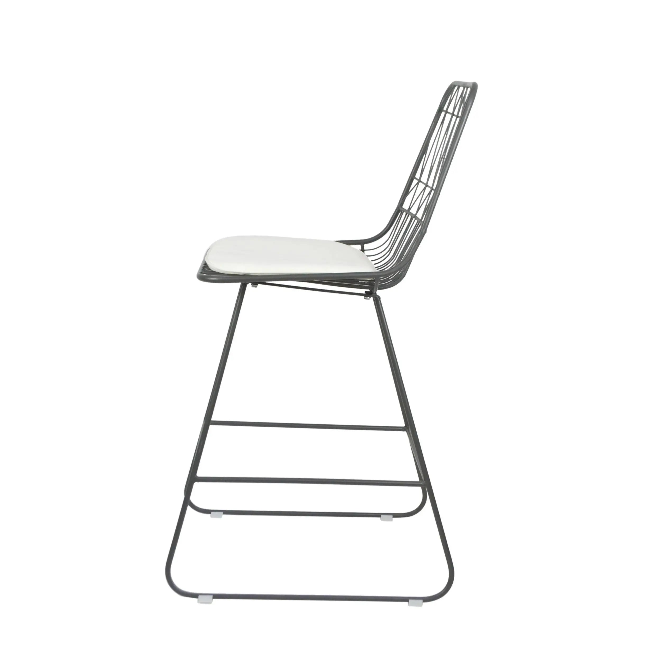Set of Two 30" Gray Iron Outdoor Bar Height Chairs Homeroots Outdoor