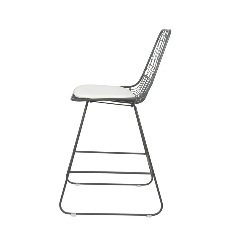 Set of Two 30" Gray Iron Outdoor Bar Height Chairs Homeroots Outdoor
