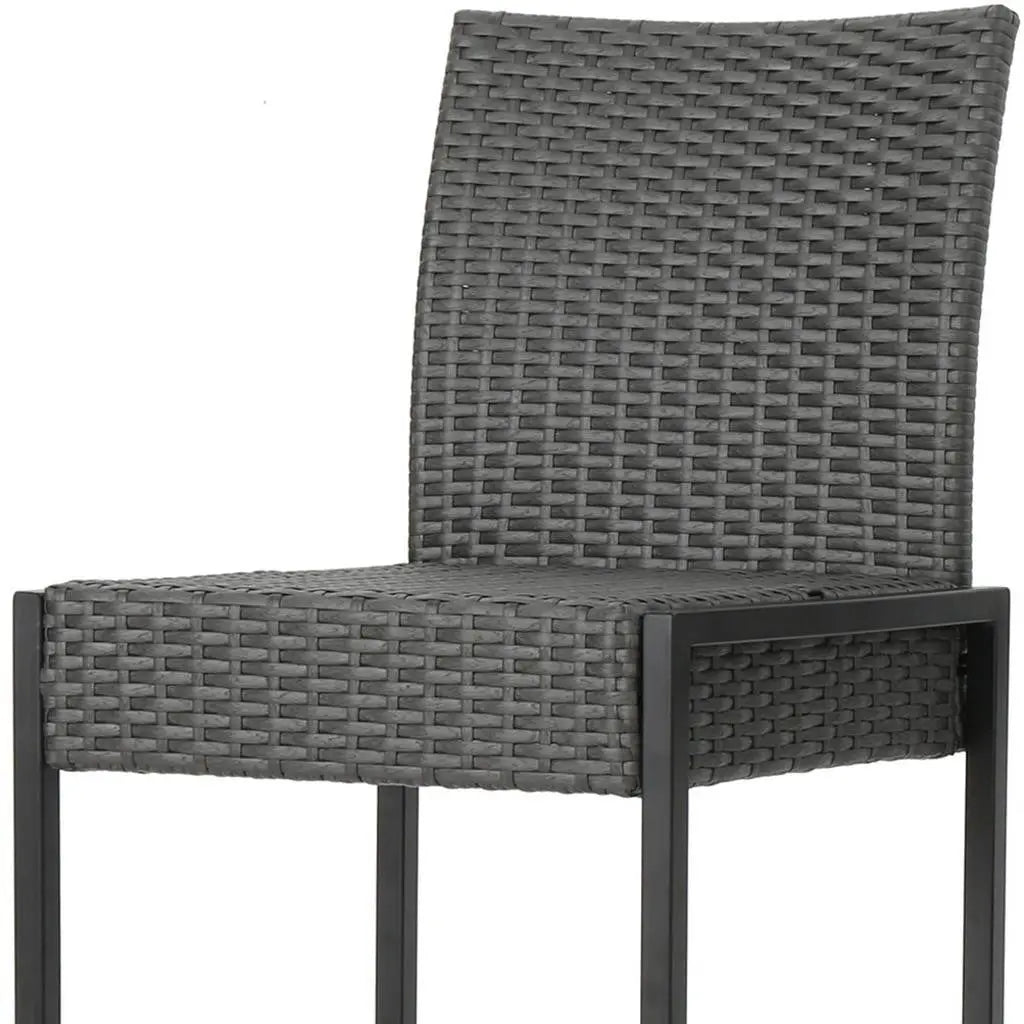 Set of Two 30" Gray Iron Outdoor Bar Height Chairs Homeroots Outdoor