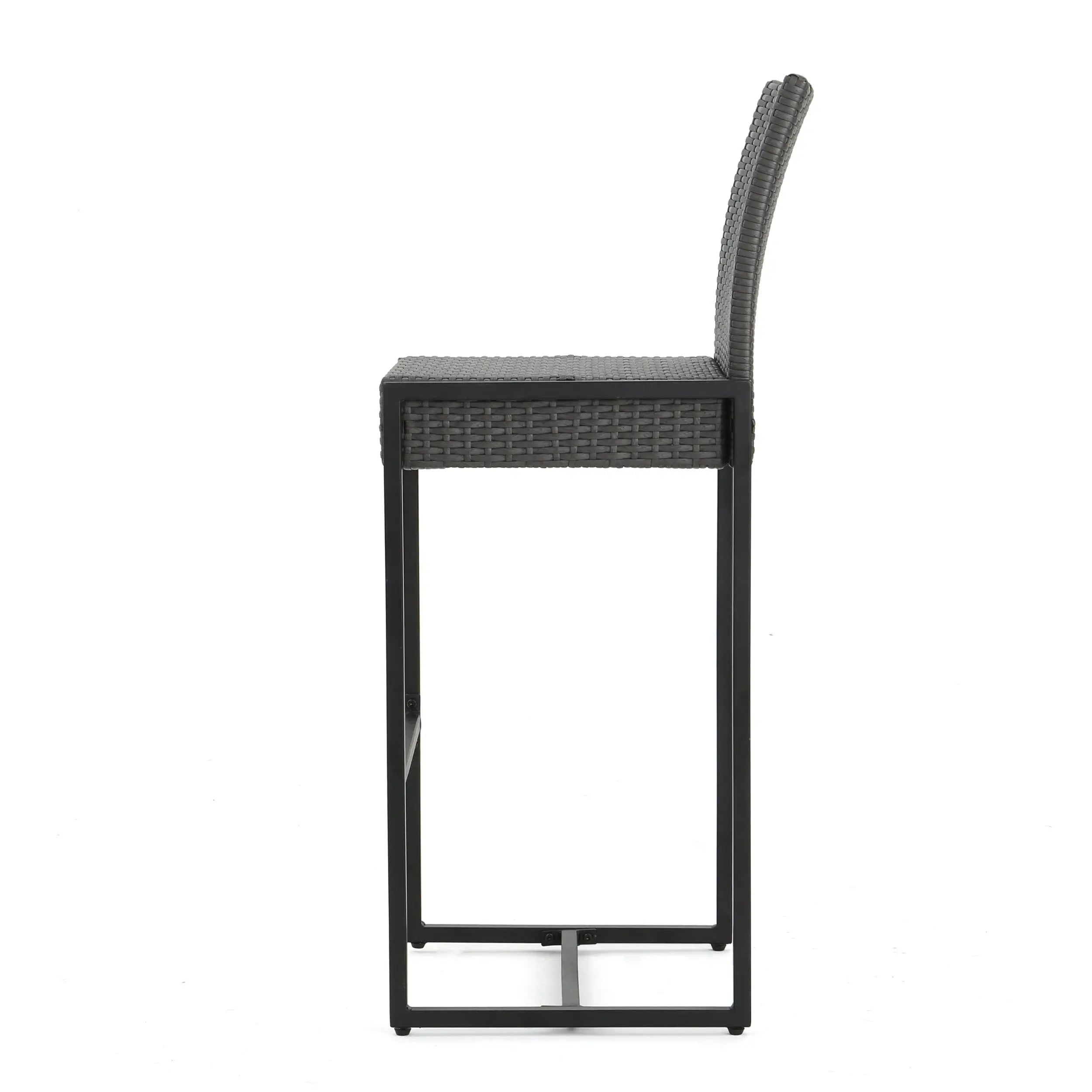 Set of Two 30" Gray Iron Outdoor Bar Height Chairs Homeroots Outdoor