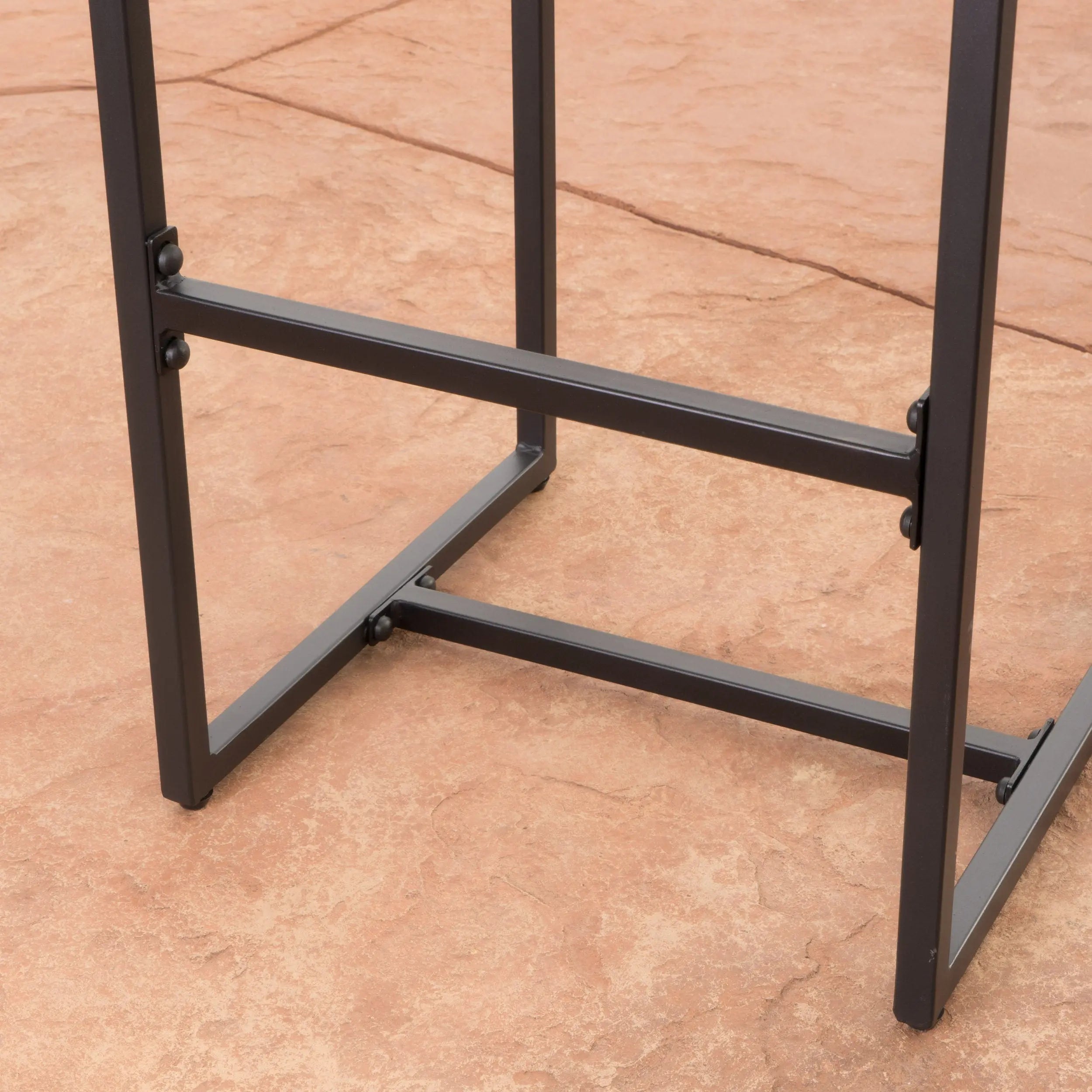 Set of Two 30" Gray Iron Outdoor Bar Height Chairs Homeroots Outdoor