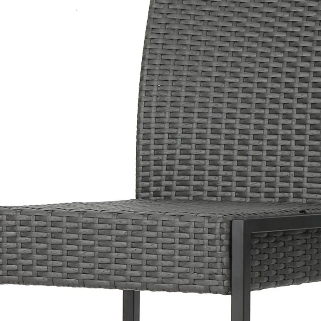 Set of Two 30" Gray Iron Outdoor Bar Height Chairs Homeroots Outdoor