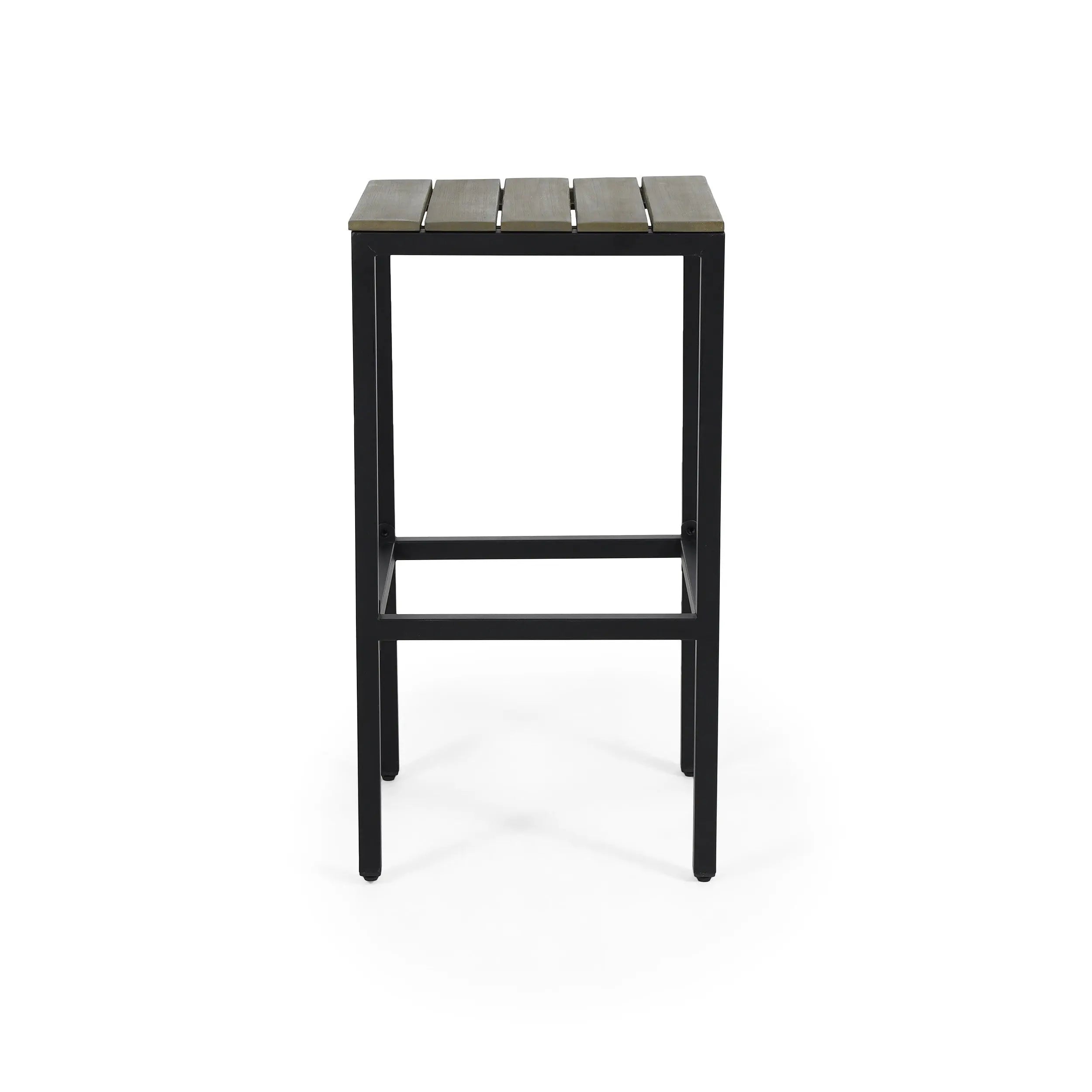 Set of Two 30" Gray Solid Wood Backless Outdoor Bar Height Chairs Homeroots Outdoor