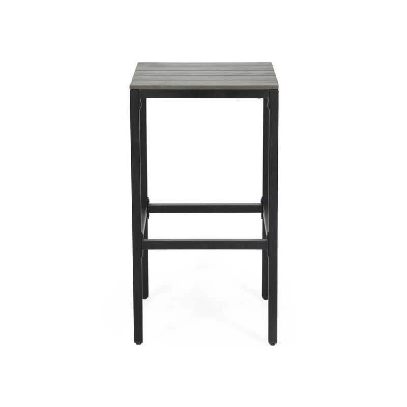 Set of Two 30" Gray Solid Wood Backless Outdoor Bar Height Chairs Homeroots Outdoor