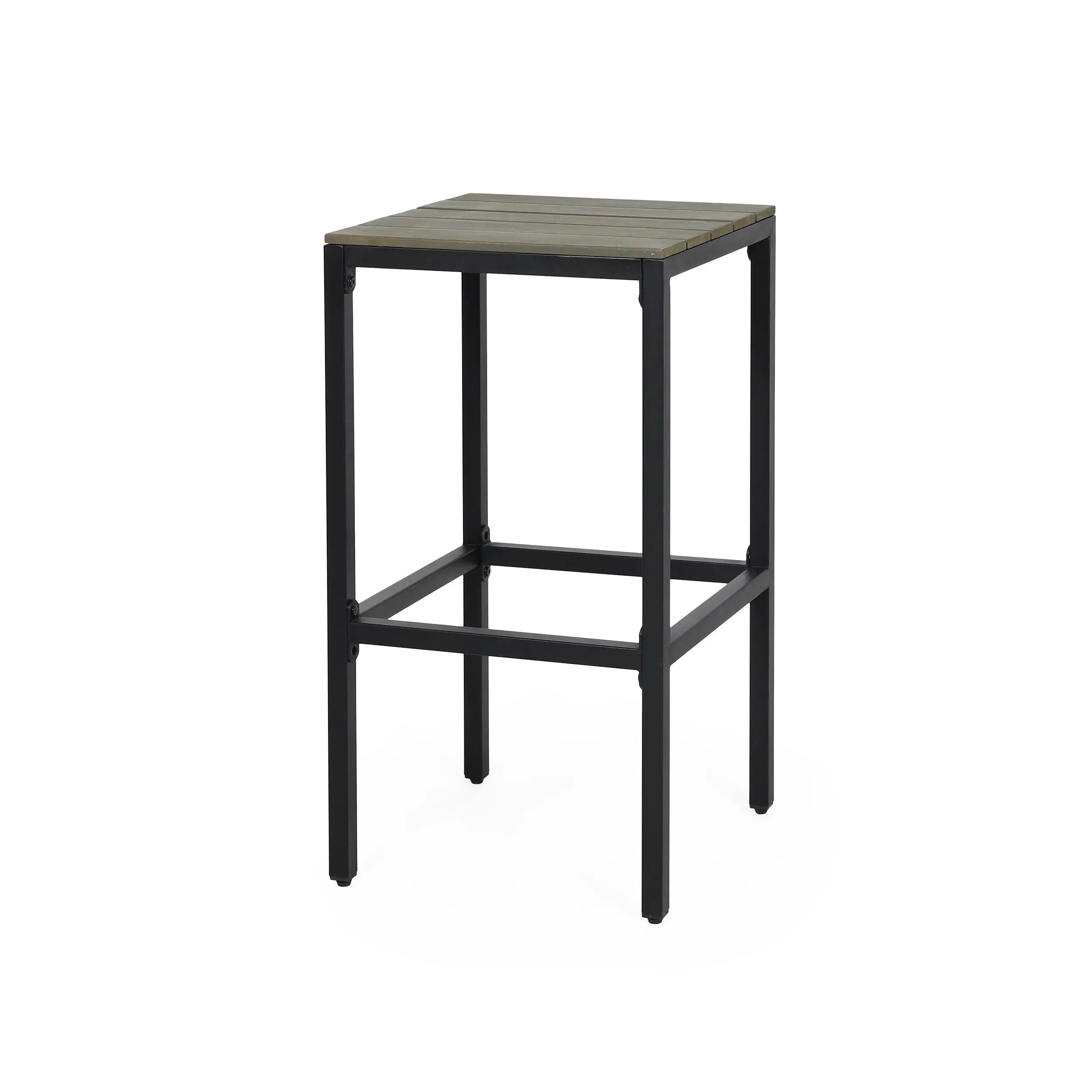Set of Two 30" Gray Solid Wood Backless Outdoor Bar Height Chairs Homeroots Outdoor