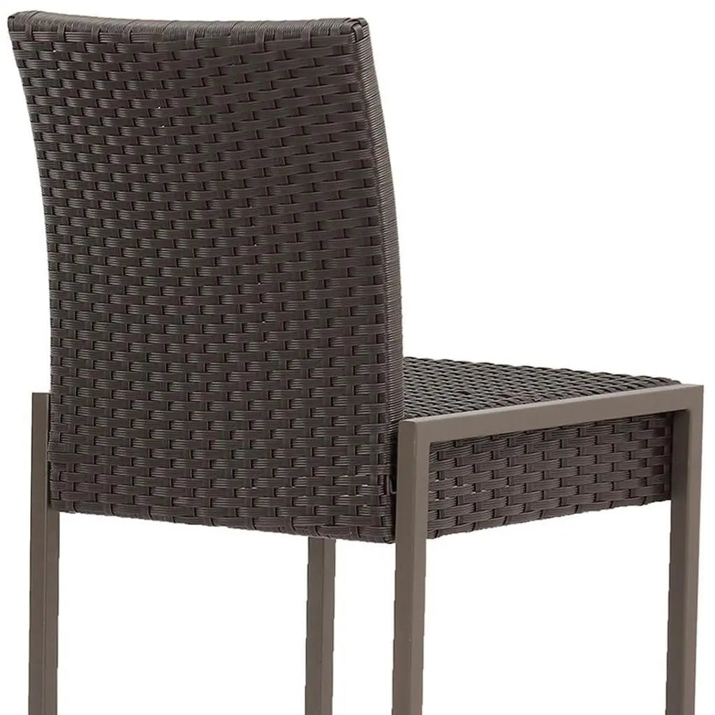 Set of Two 30" Gray and Dark Brown Iron Outdoor Bar Height Chairs Homeroots Outdoor